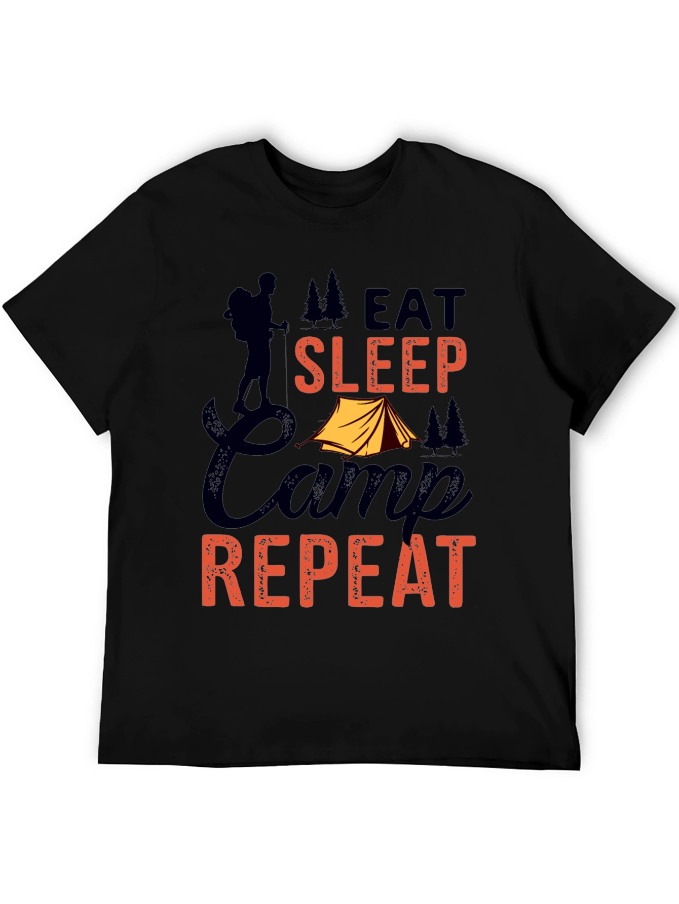 Eat Sleep Camp Repeat Graphic Tee - Black