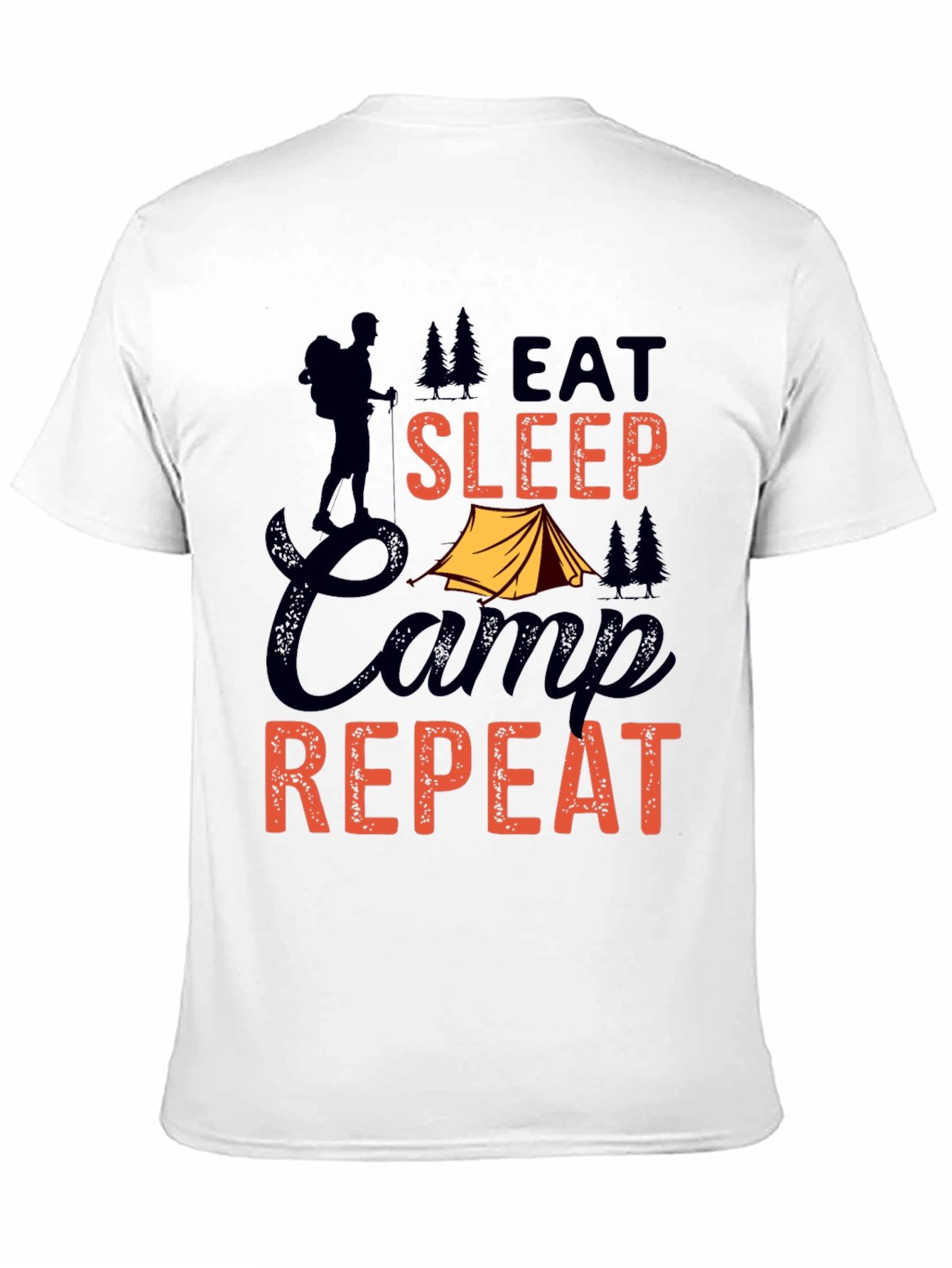 Eat Sleep Camp Repeat Graphic Tee - Black