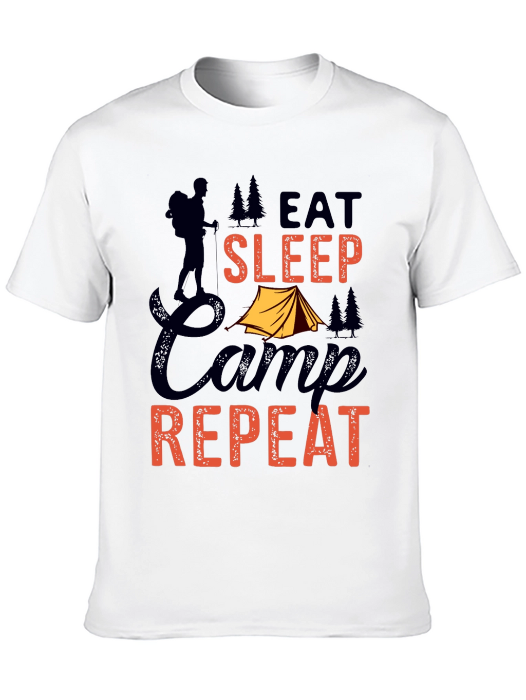 Eat Sleep Camp Repeat Graphic Tee - Black