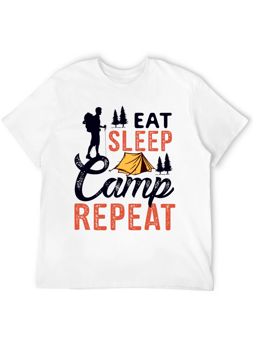 Eat Sleep Camp Repeat Graphic Tee - Black