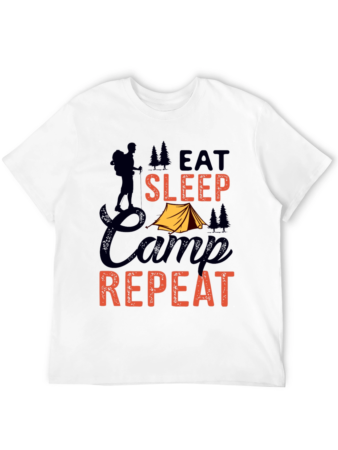 Eat Sleep Camp Repeat Graphic Tee - Black