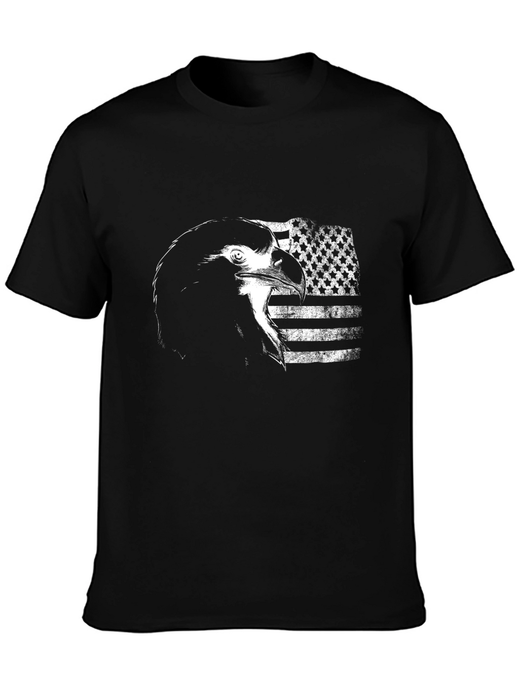 Eagle USA Flag Graphic Print Tee - Black