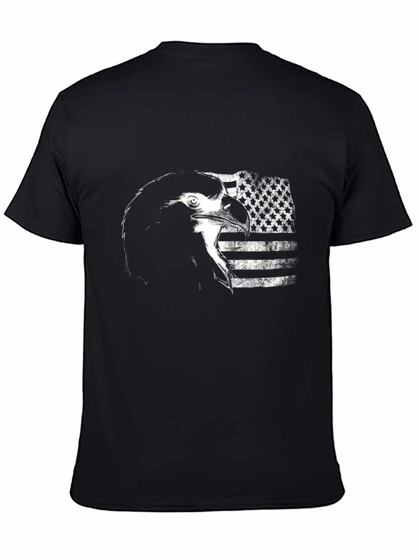 Eagle USA Flag Graphic Print Tee - Black