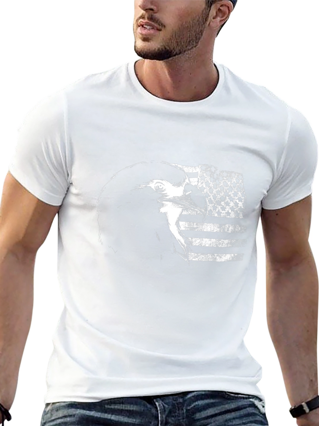 Eagle USA Flag Graphic Print Tee - Black