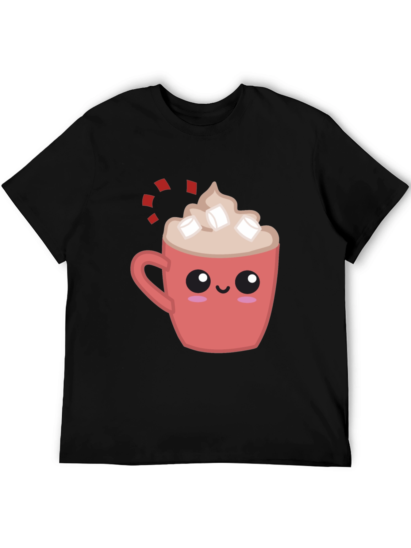 Cute Cocoa Mug Graphic Tee - Soft Black Shirt