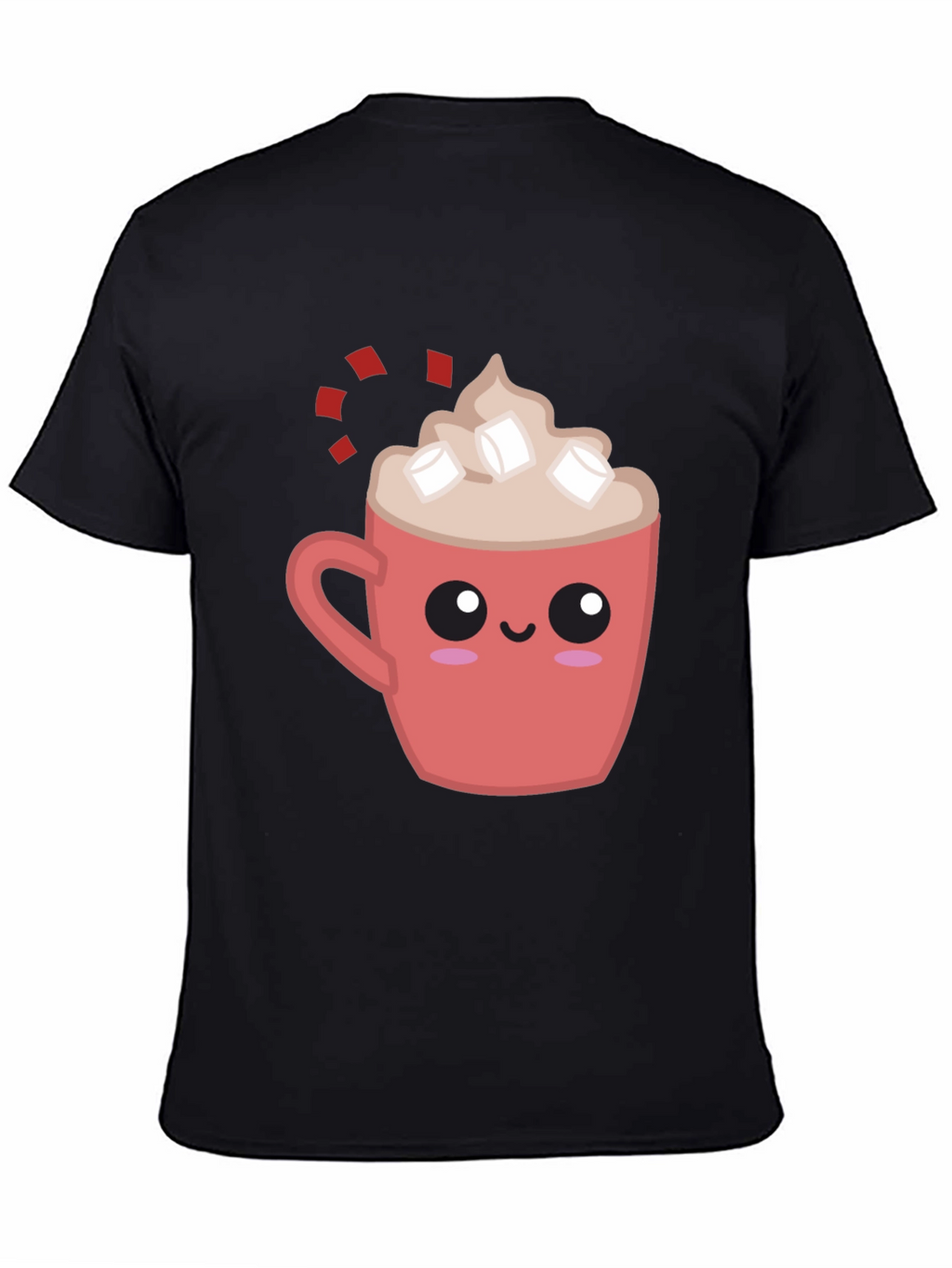Cute Cocoa Mug Graphic Tee - Soft Black Shirt