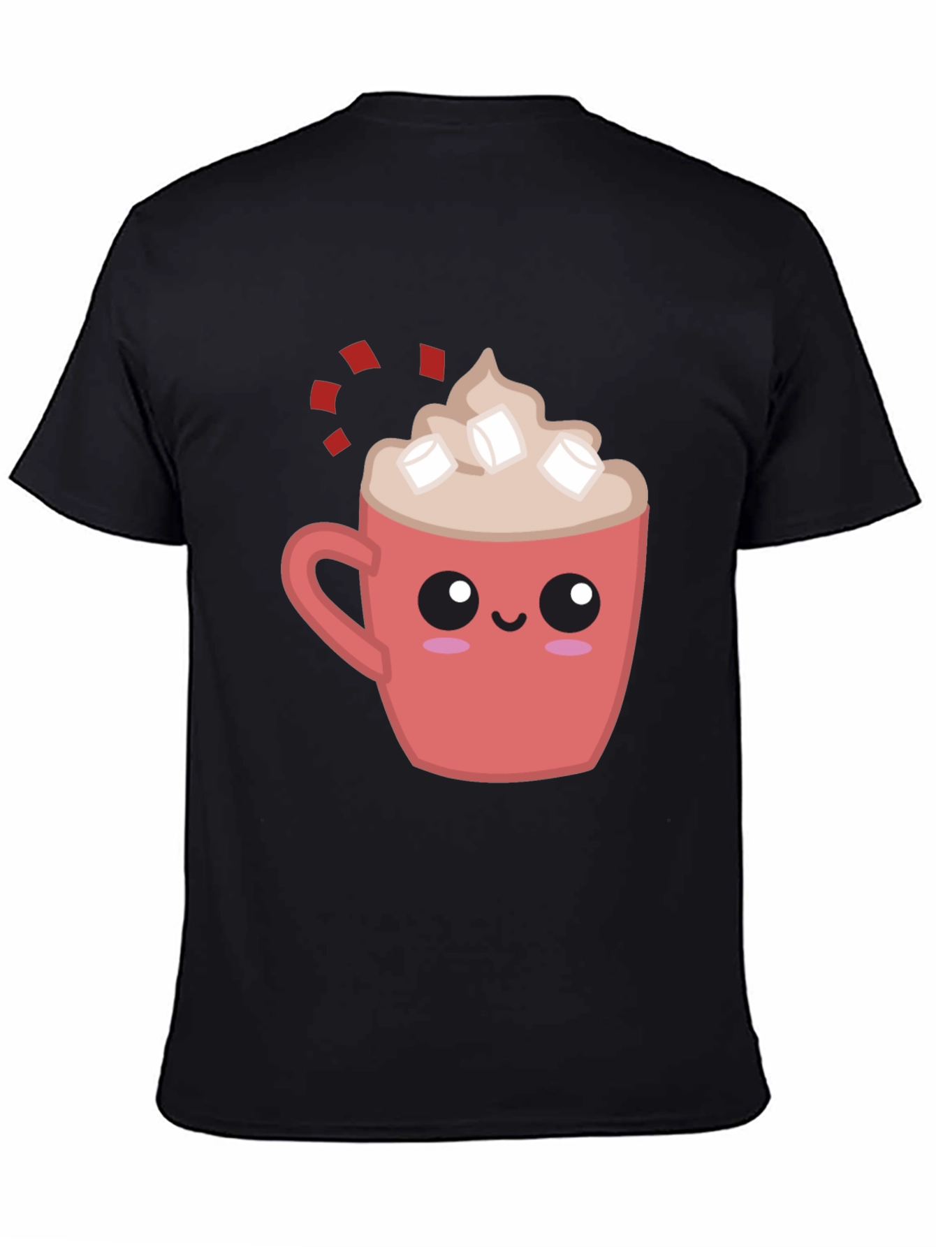 Cute Cocoa Mug Graphic Tee - Soft Black Shirt