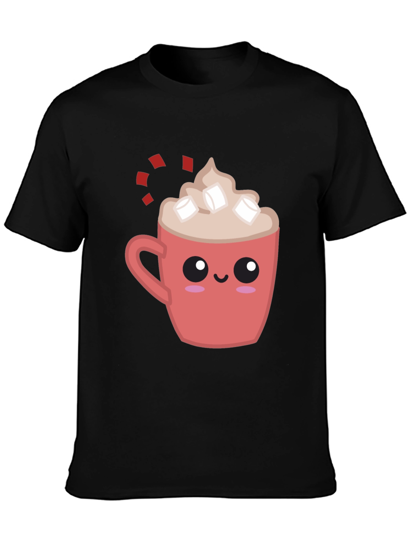 Cute Cocoa Mug Graphic Tee - Soft Black Shirt