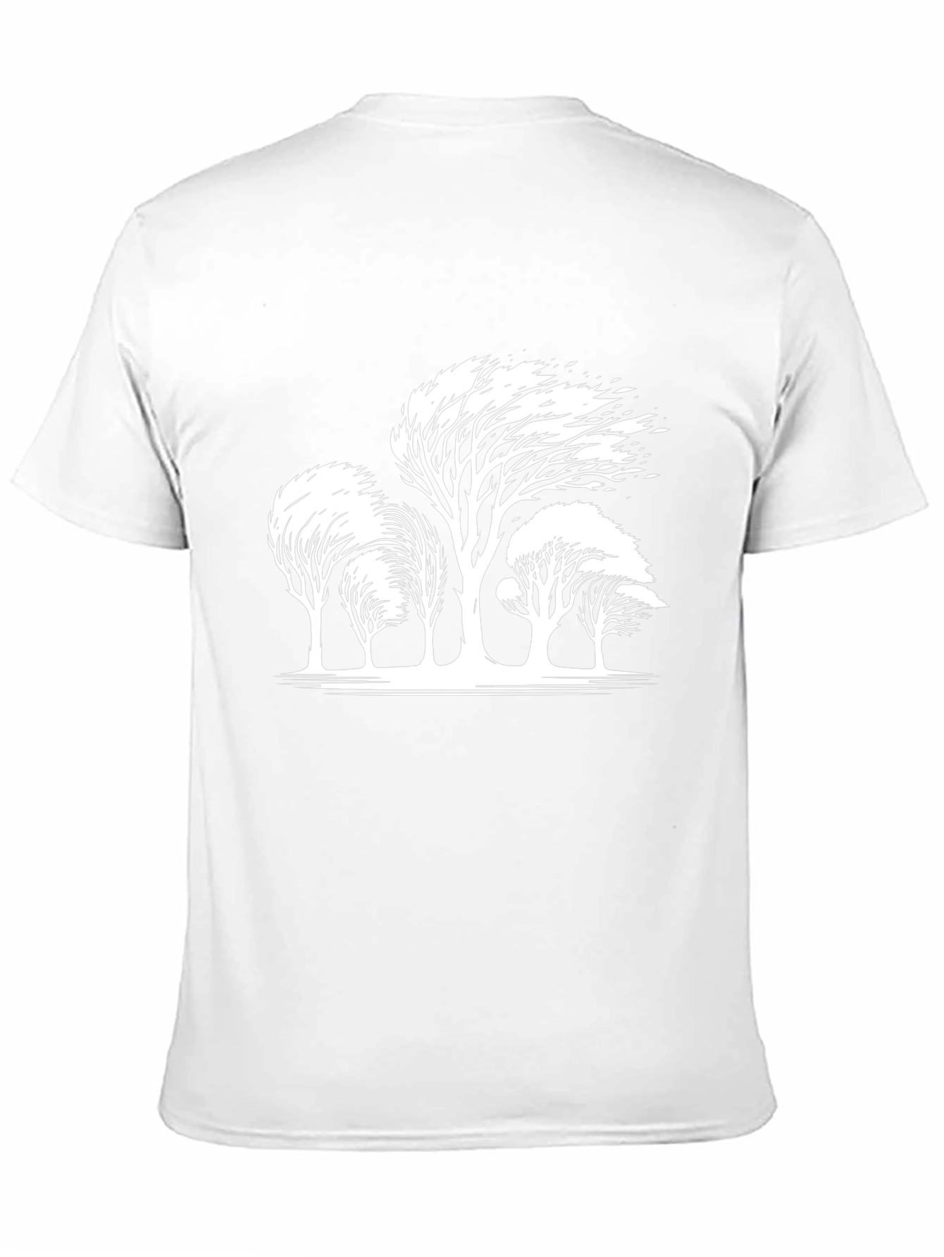 Windblown Trees Graphic Tee - Black Cotton Blend