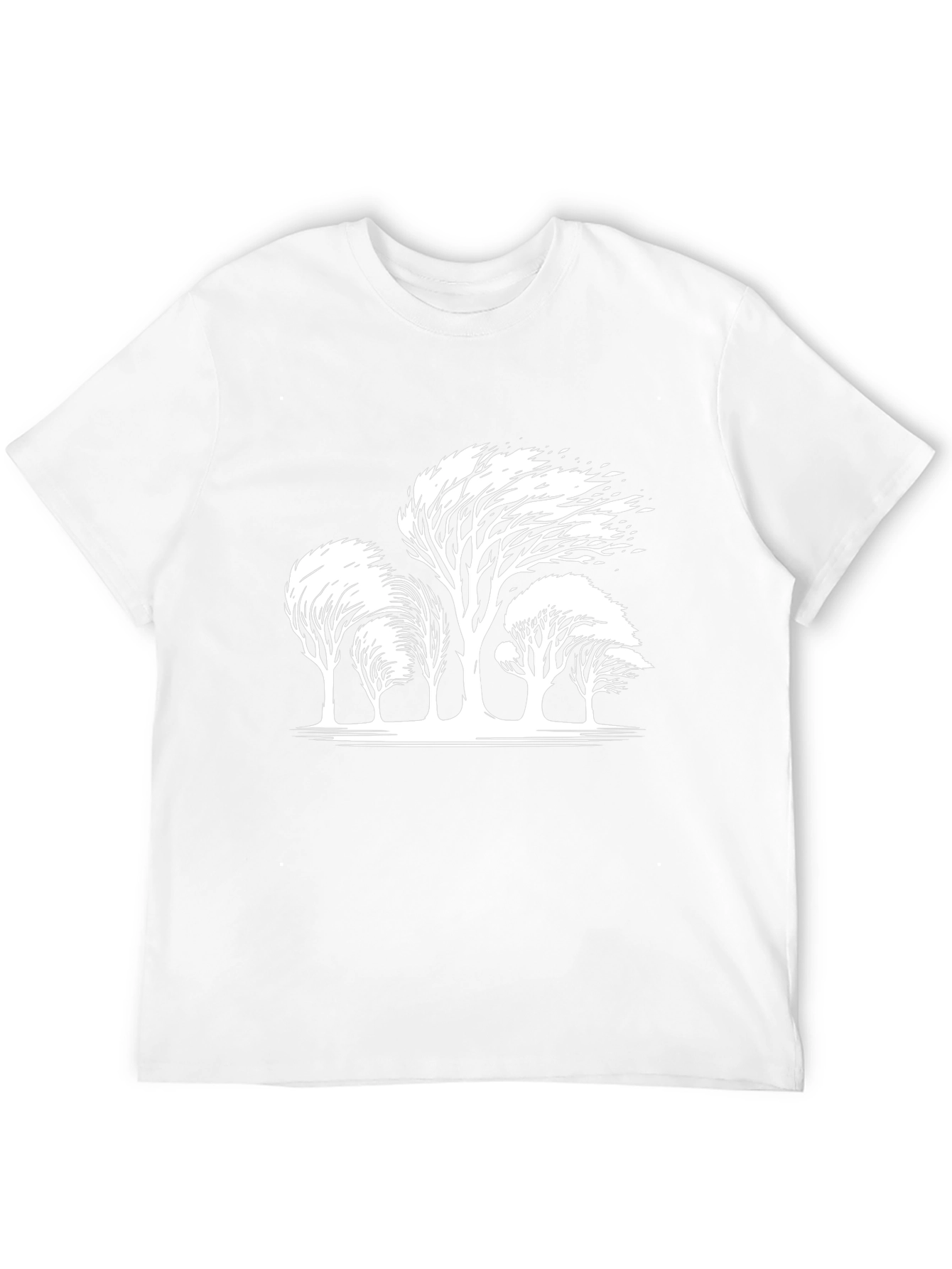 Windblown Trees Graphic Tee - Black Cotton Blend