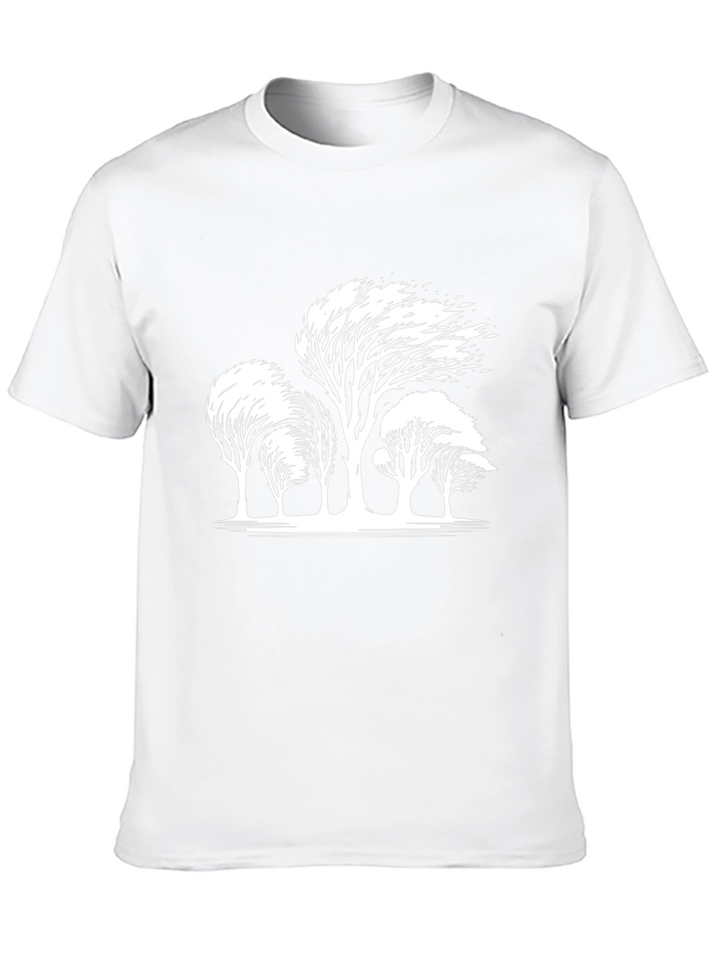 Windblown Trees Graphic Tee - Black Cotton Blend
