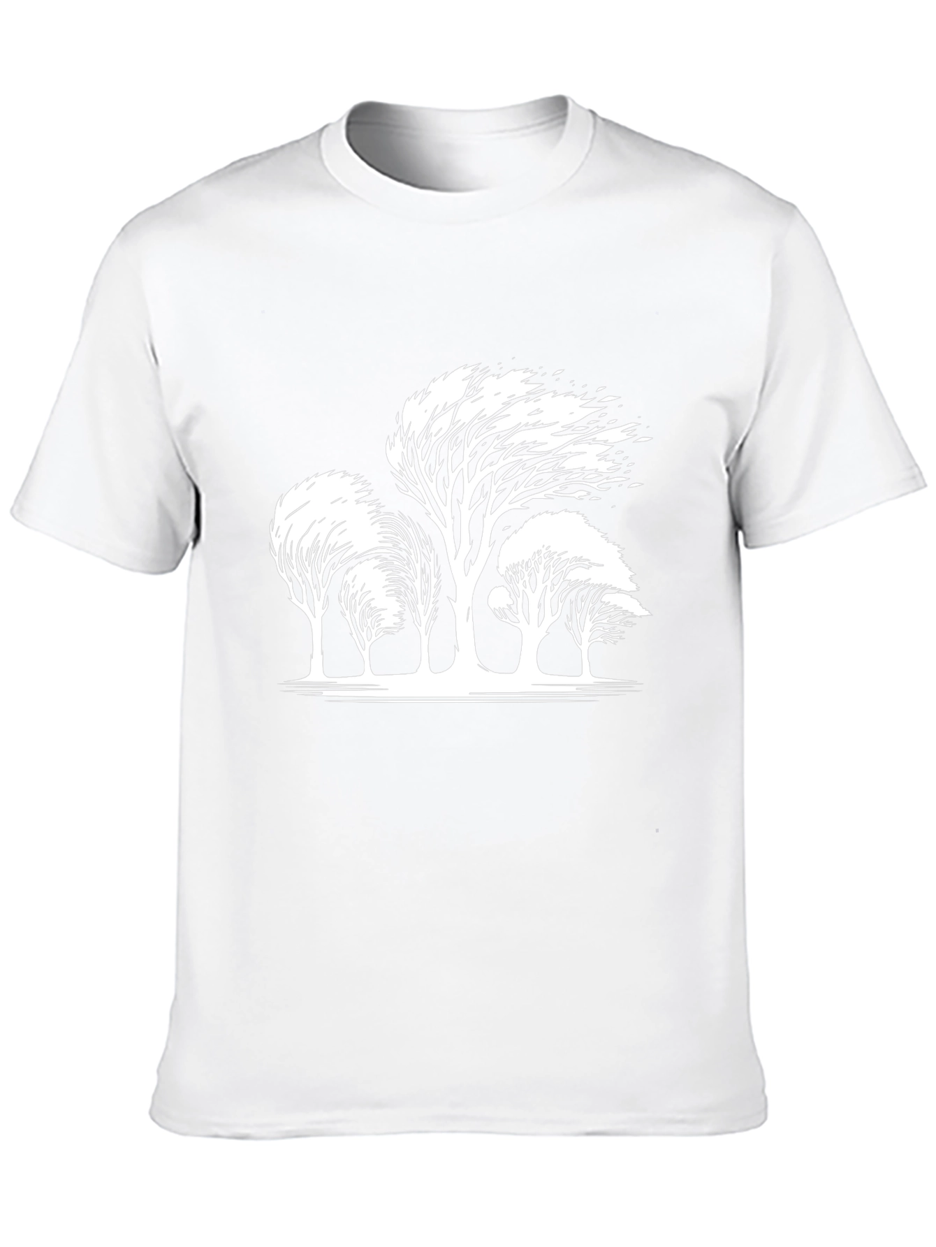 Windblown Trees Graphic Tee - Black Cotton Blend