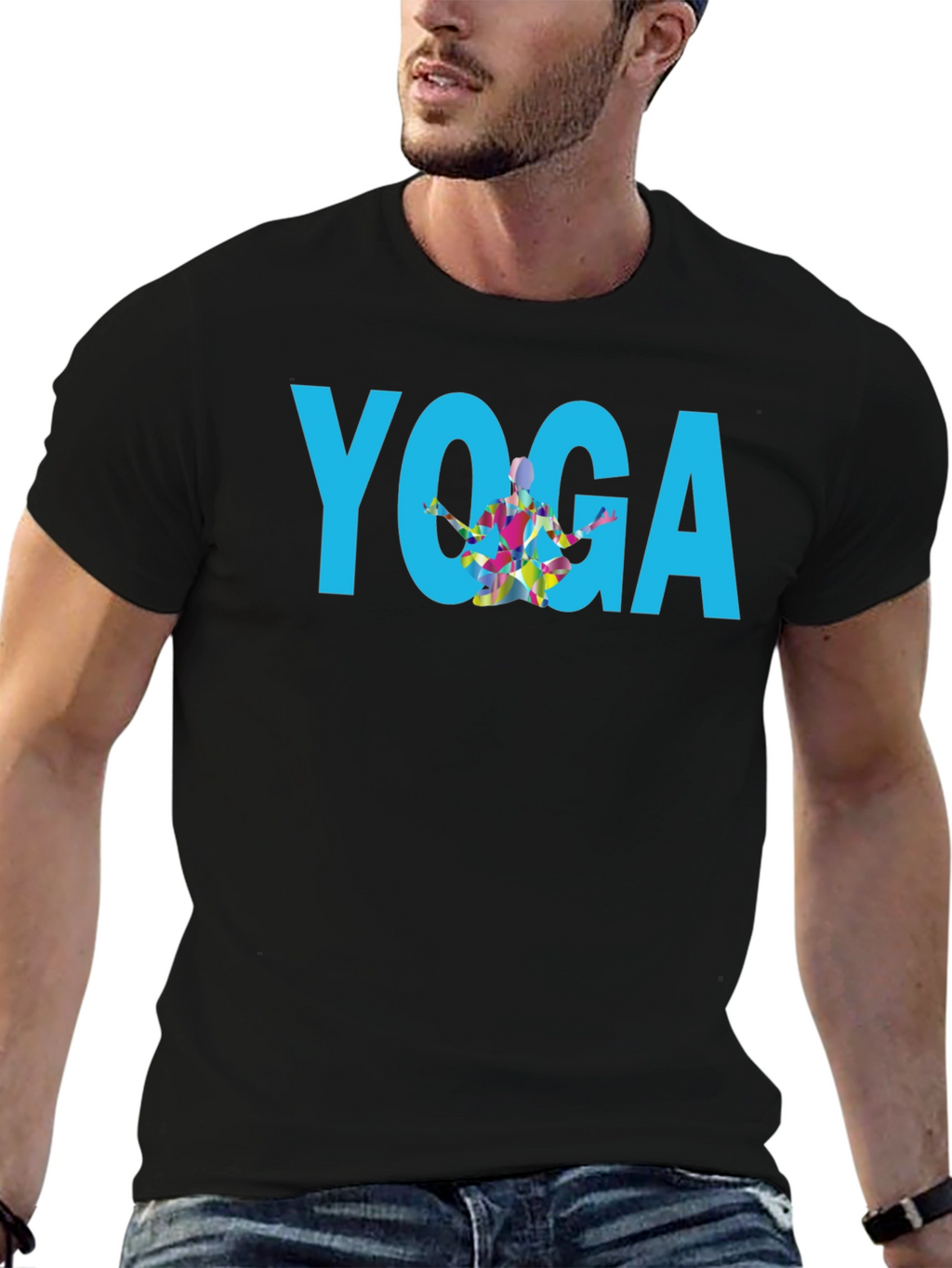 Yoga Graphic Print Black T-Shirt