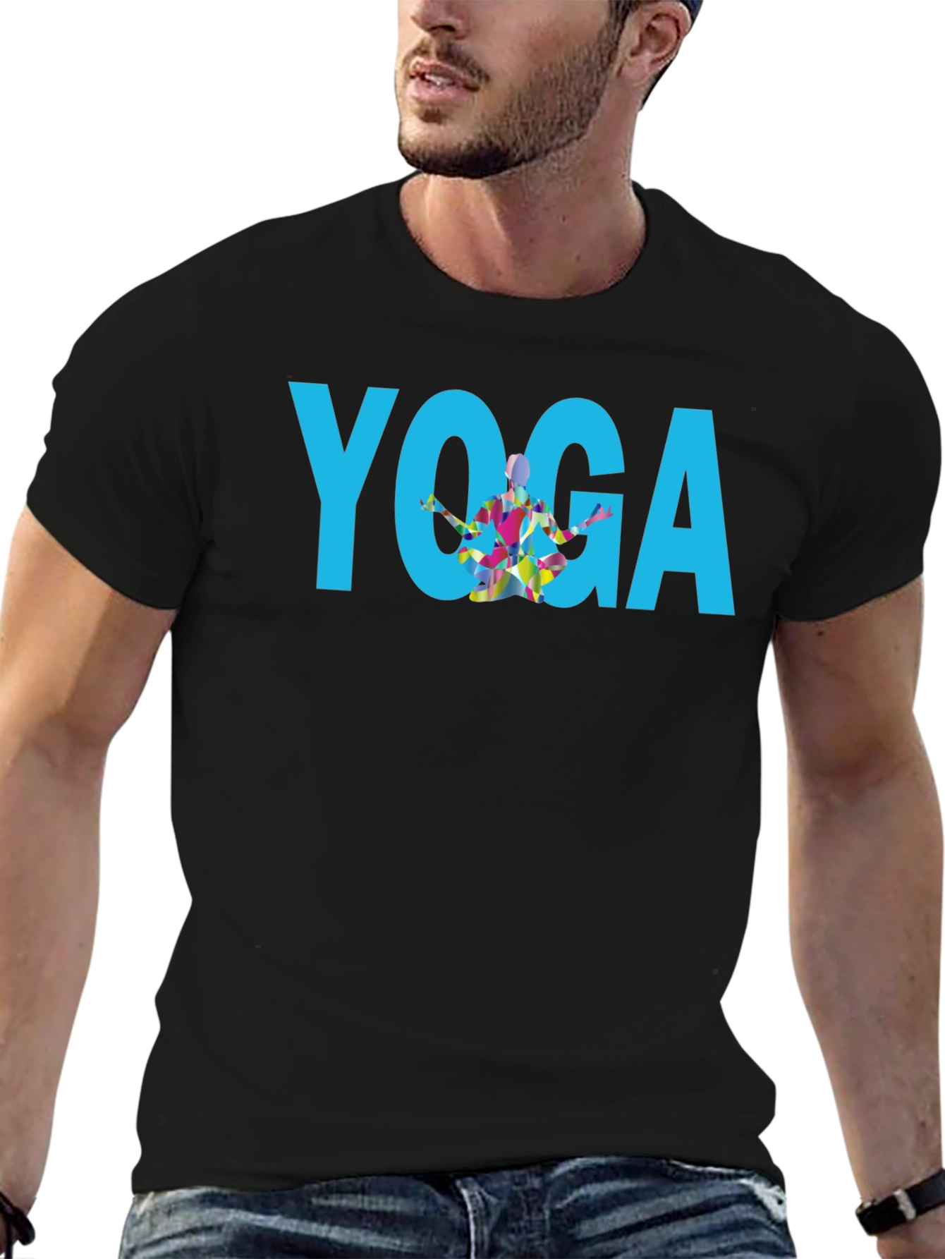 Yoga Graphic Print Black T-Shirt
