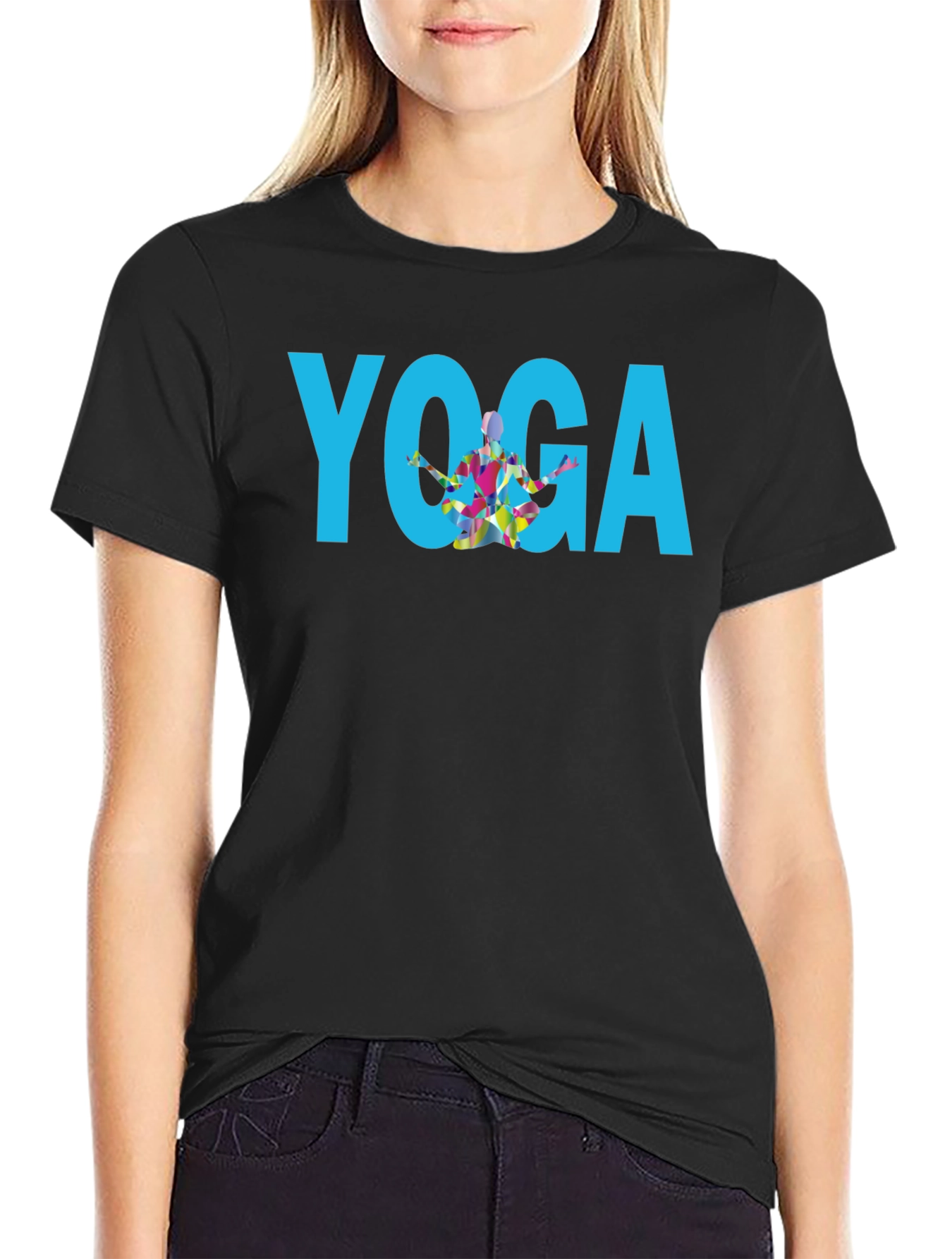 Yoga Graphic Print Black T-Shirt