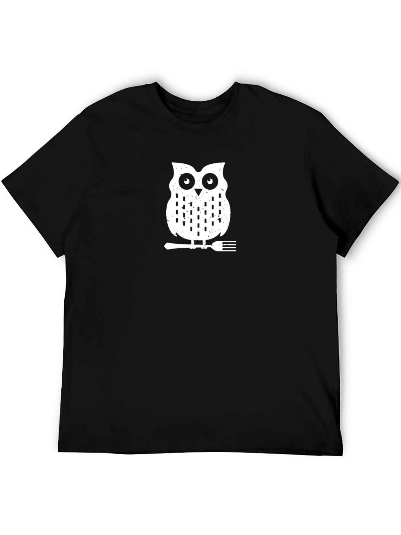 Owl on a Fork Graphic Tee - Black