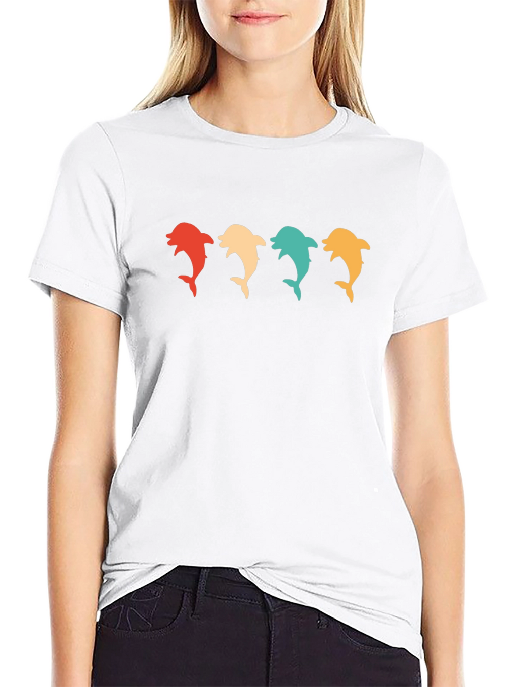 Retro Dolphin T-Shirt - Black