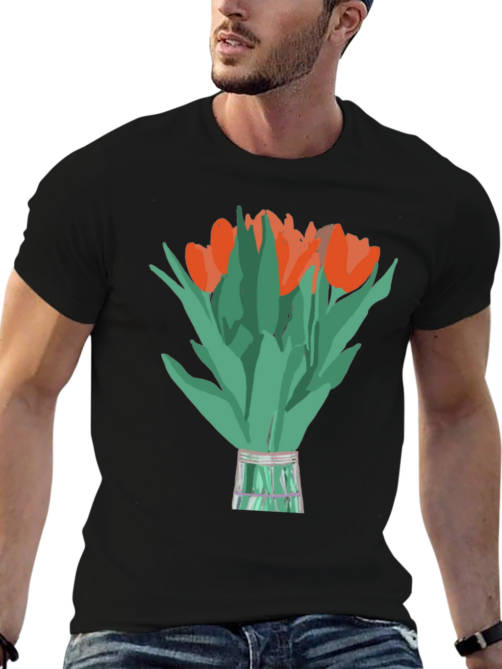 Tulip Bouquet Graphic Tee - Stylish Floral Design
