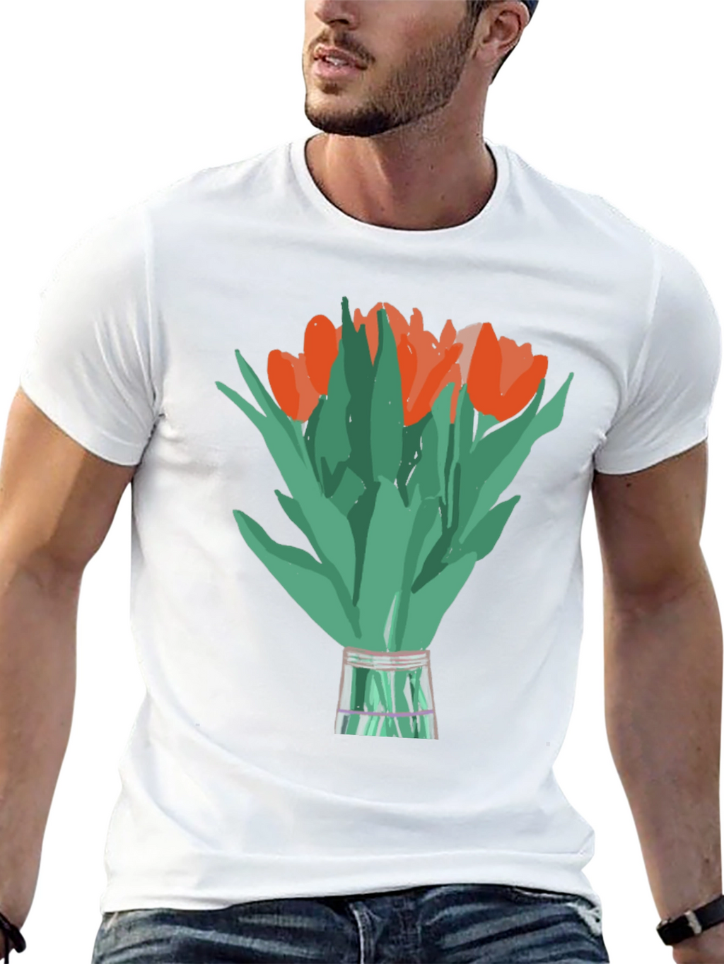Tulip Bouquet Graphic Tee - Stylish Floral Design