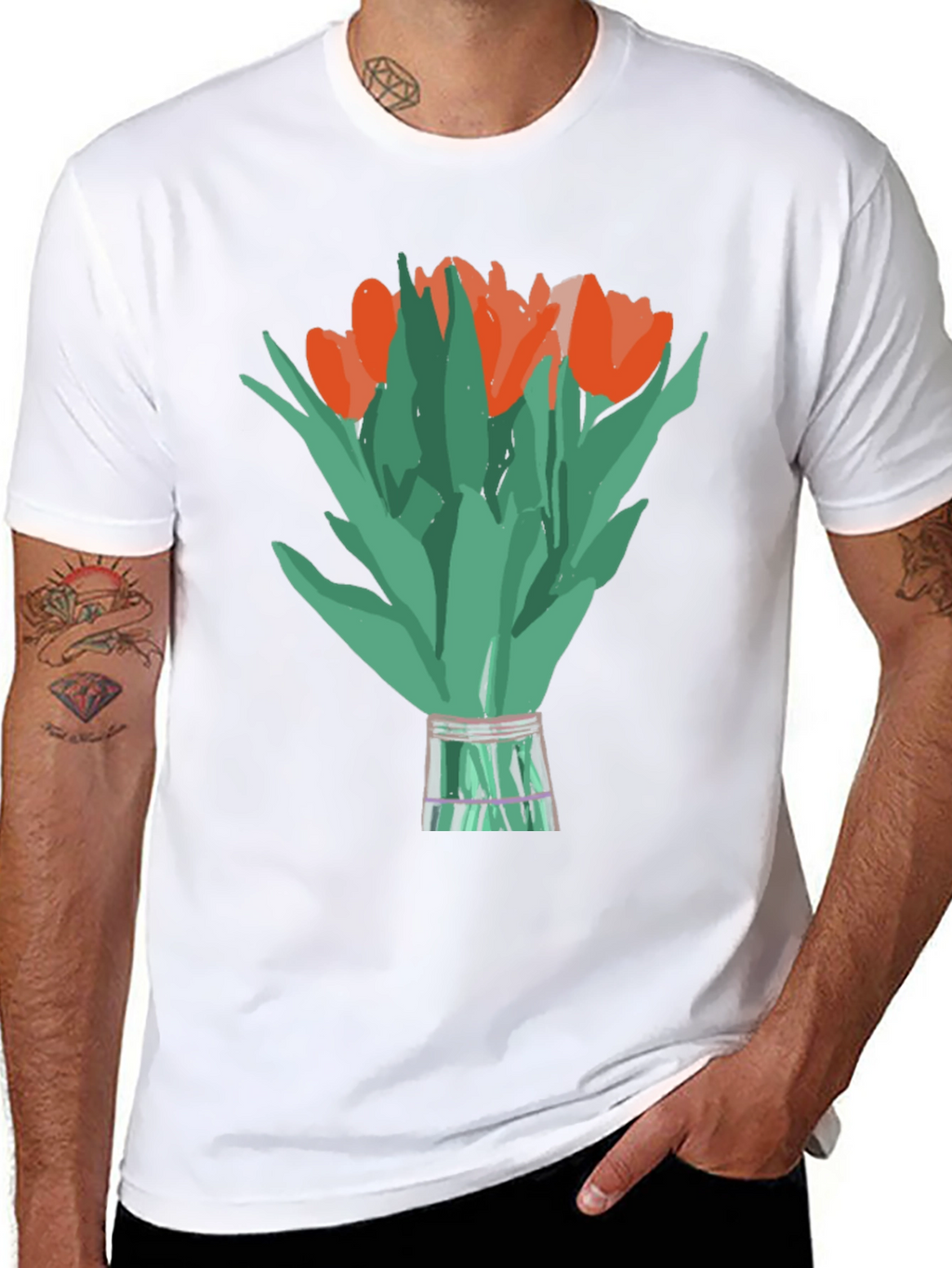 Tulip Bouquet Graphic Tee - Stylish Floral Design