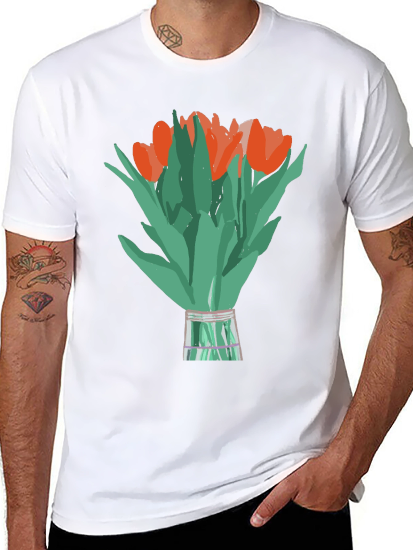 Tulip Bouquet Graphic Tee - Stylish Floral Design