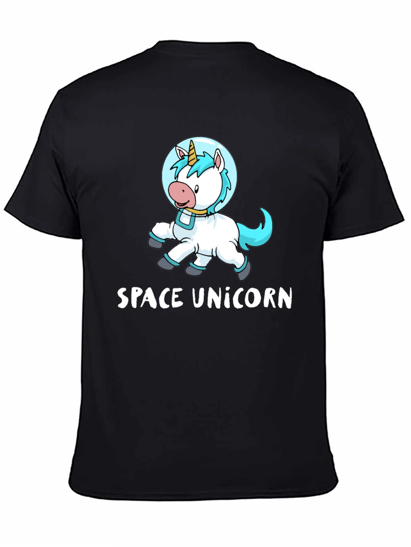 Space Unicorn Graphic Tee - Black Cotton