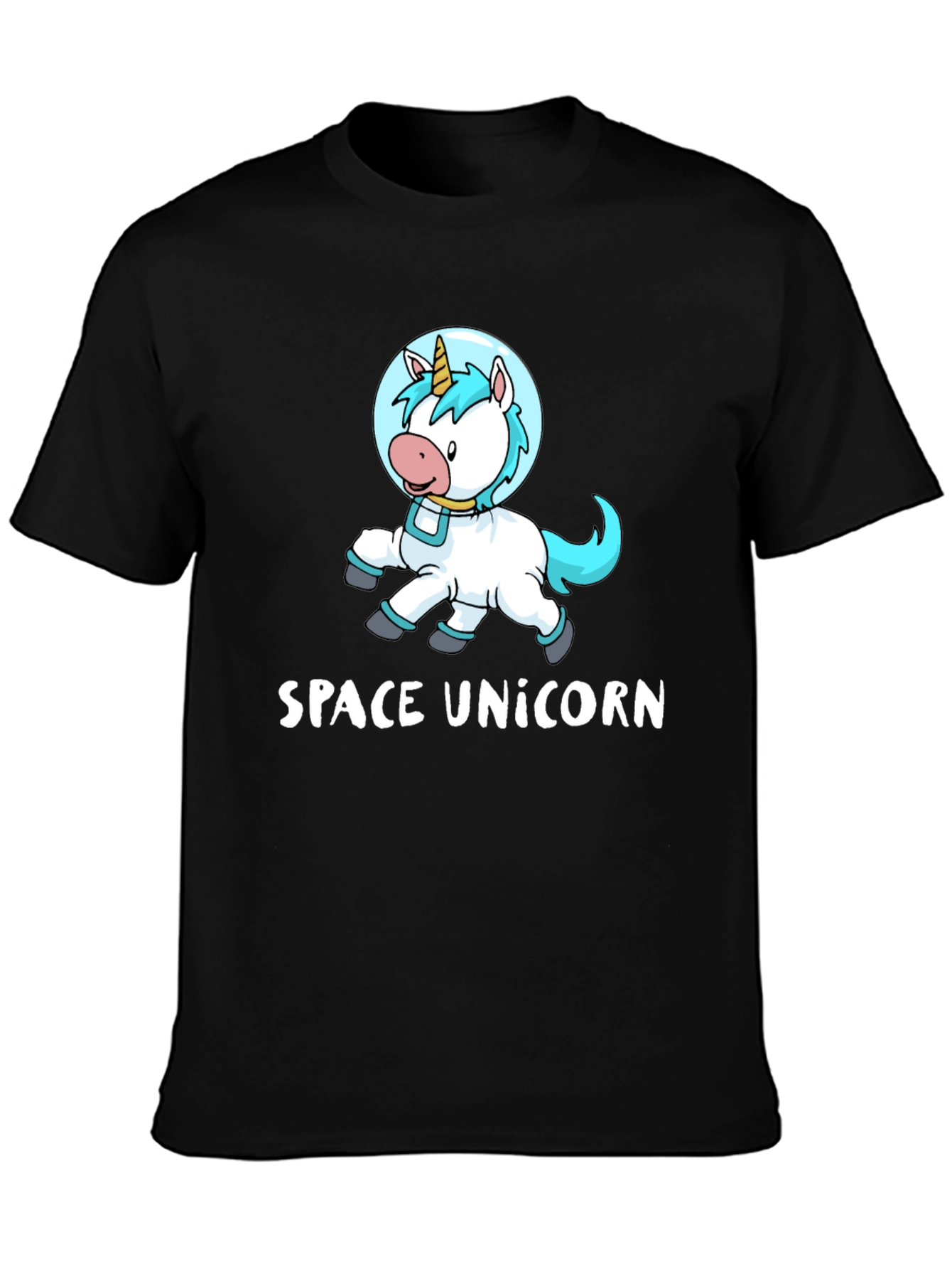 Space Unicorn Graphic Tee - Black Cotton