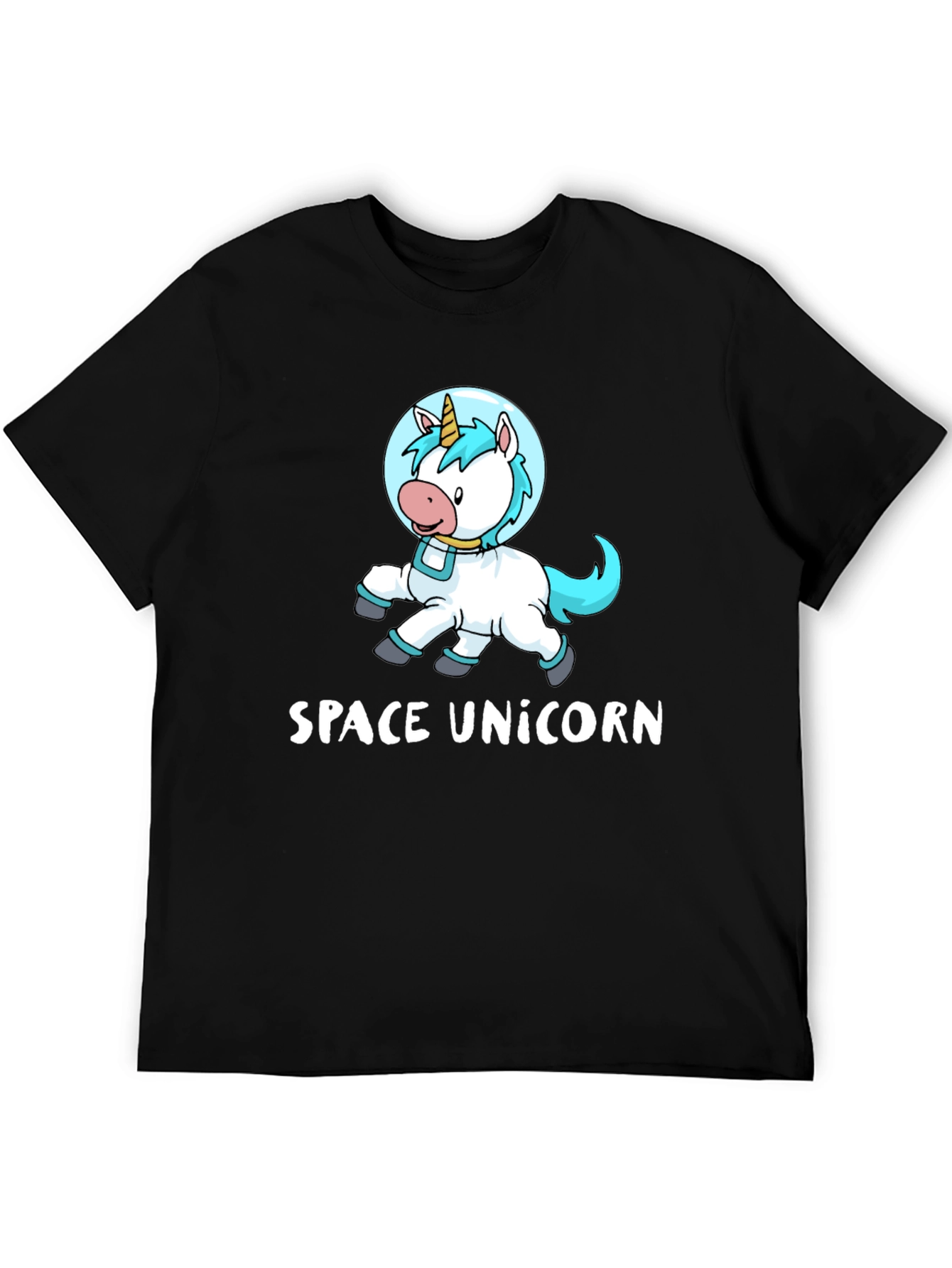 Space Unicorn Graphic Tee - Black Cotton