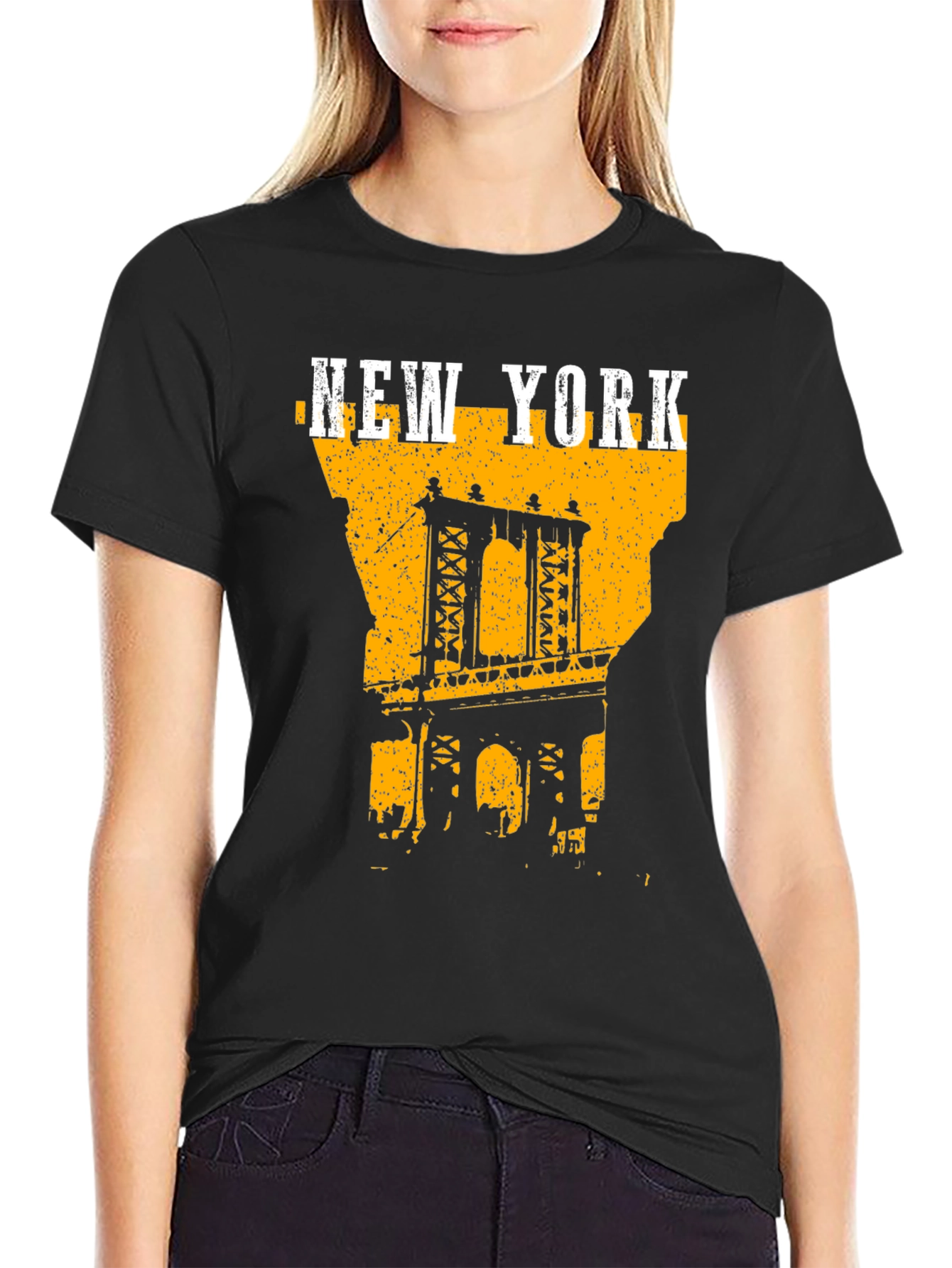 New York City Bridge Graphic Tee - Black