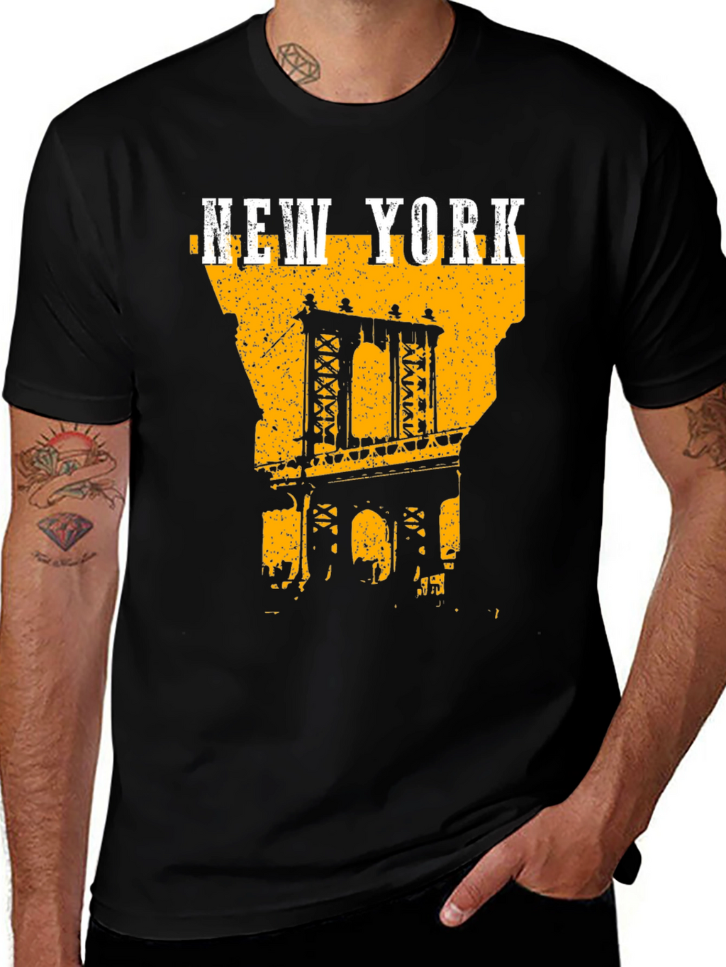 New York City Bridge Graphic Tee - Black