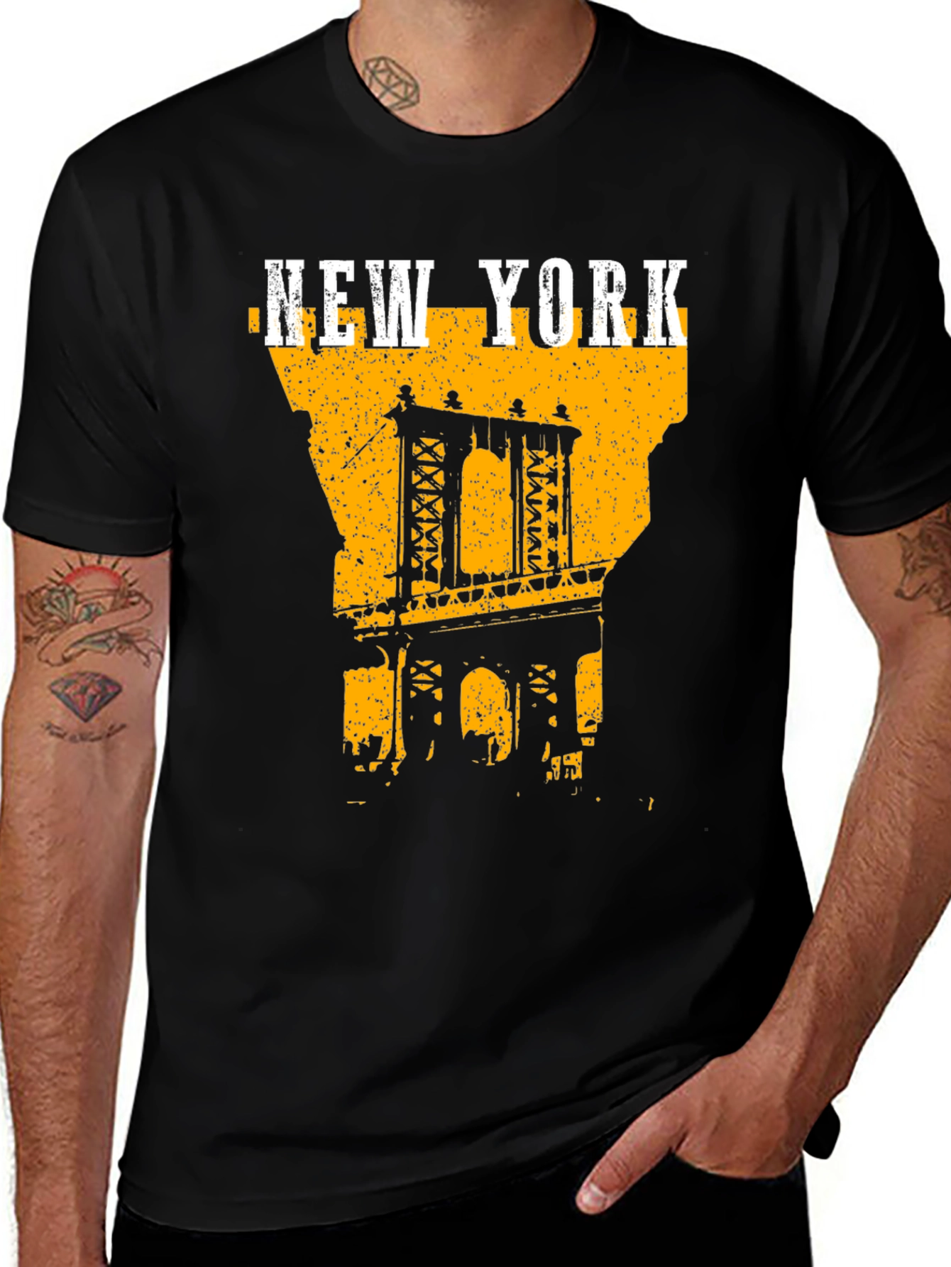 New York City Bridge Graphic Tee - Black