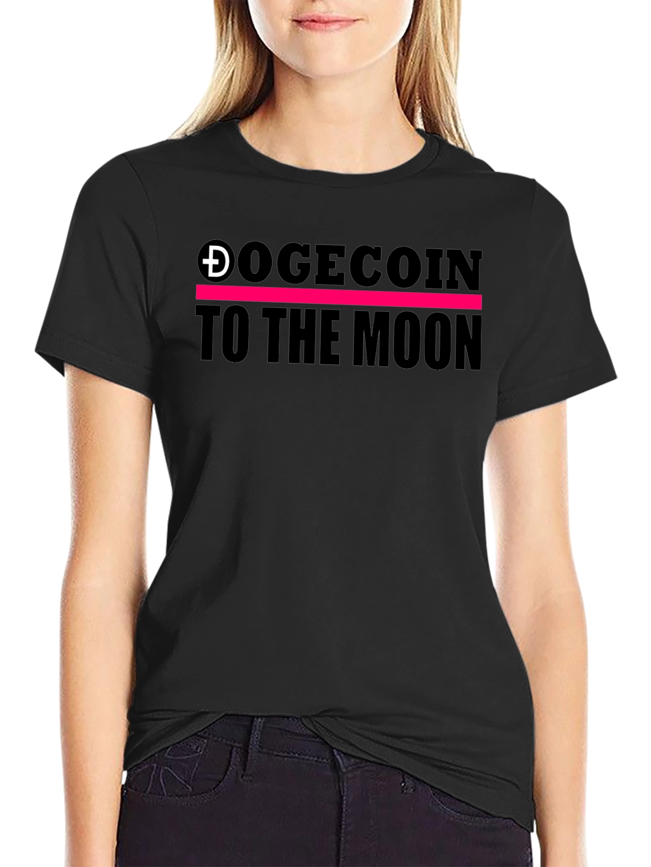 Dogecoin to the Moon Black Tee