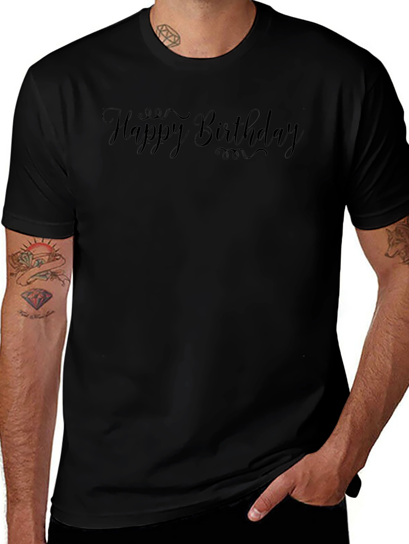 Happy Birthday Black Tee Shirt