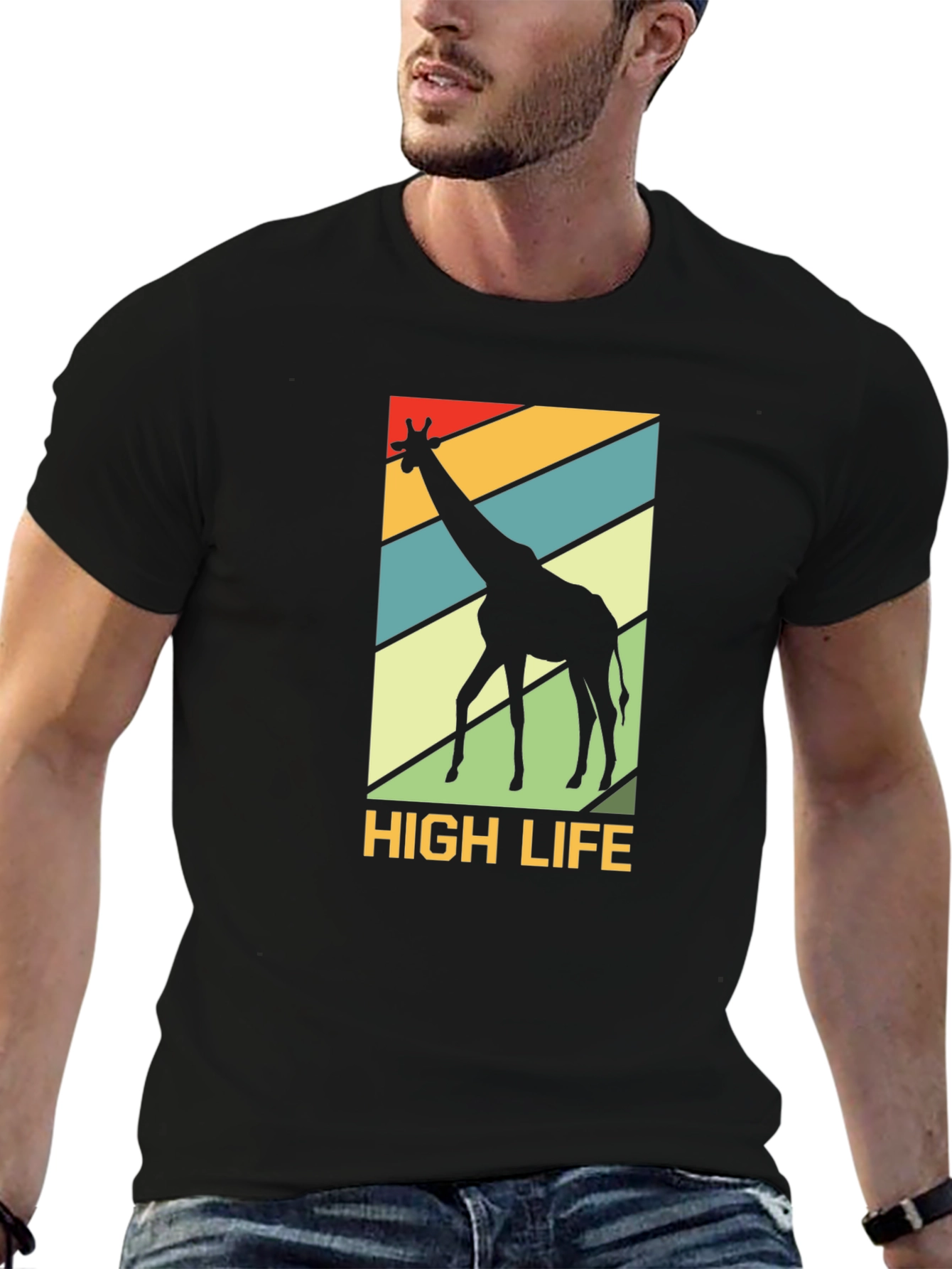 High Life Giraffe Graphic Tee - Black