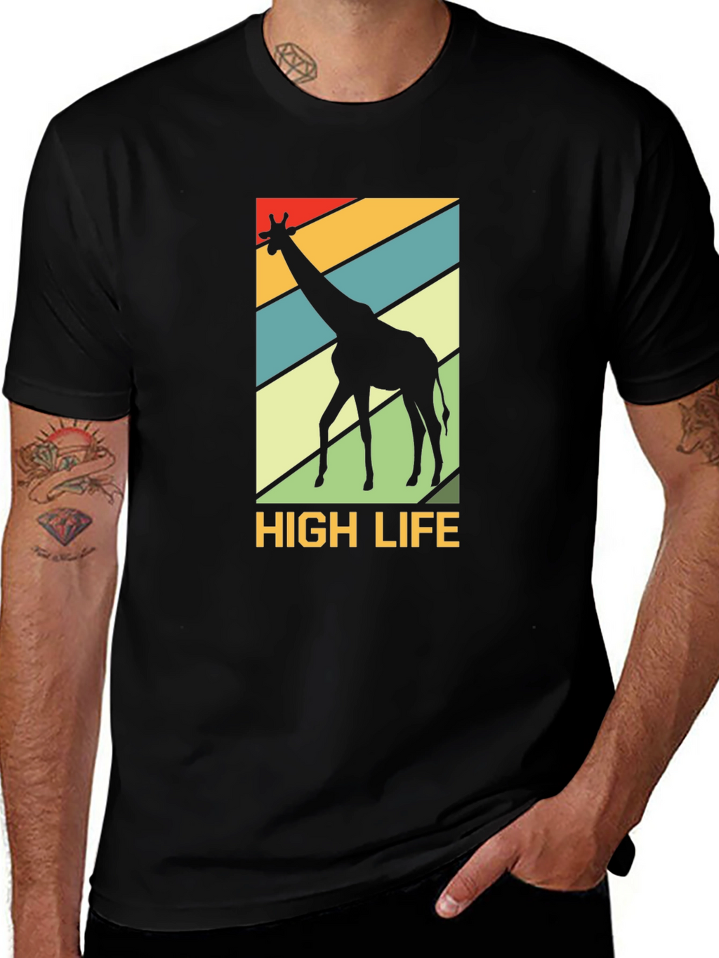 High Life Giraffe Graphic Tee - Black