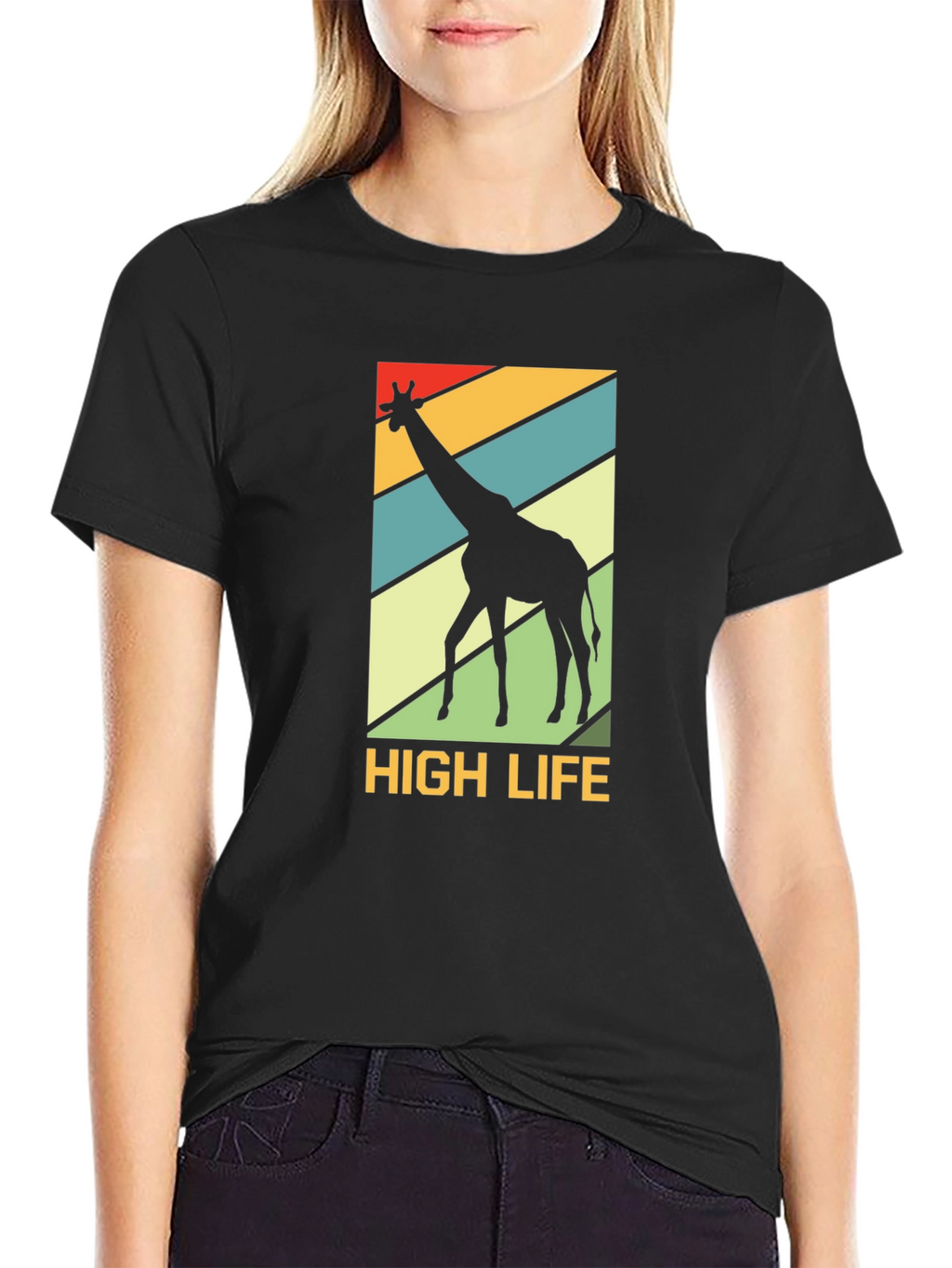 High Life Giraffe Graphic Tee - Black