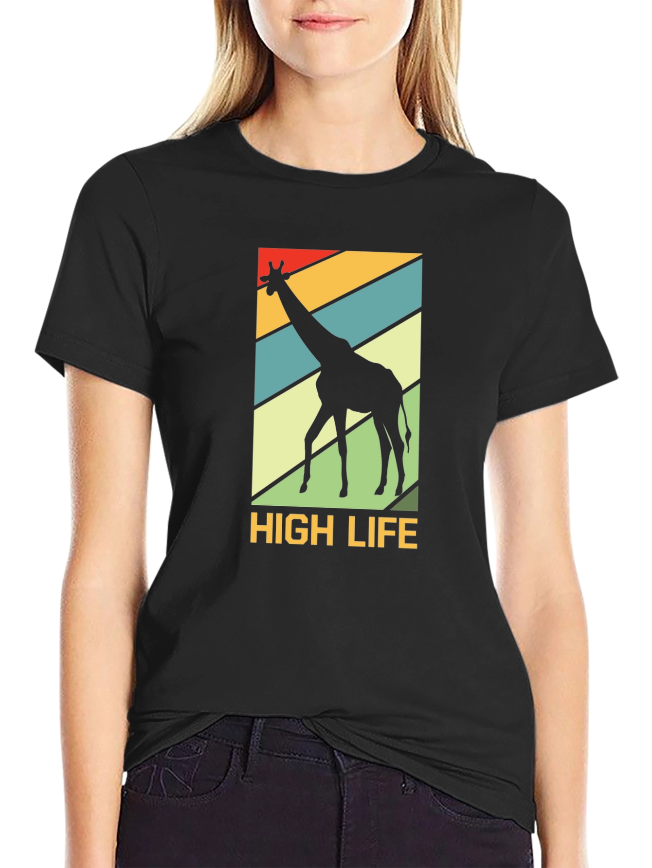 High Life Giraffe Graphic Tee - Black