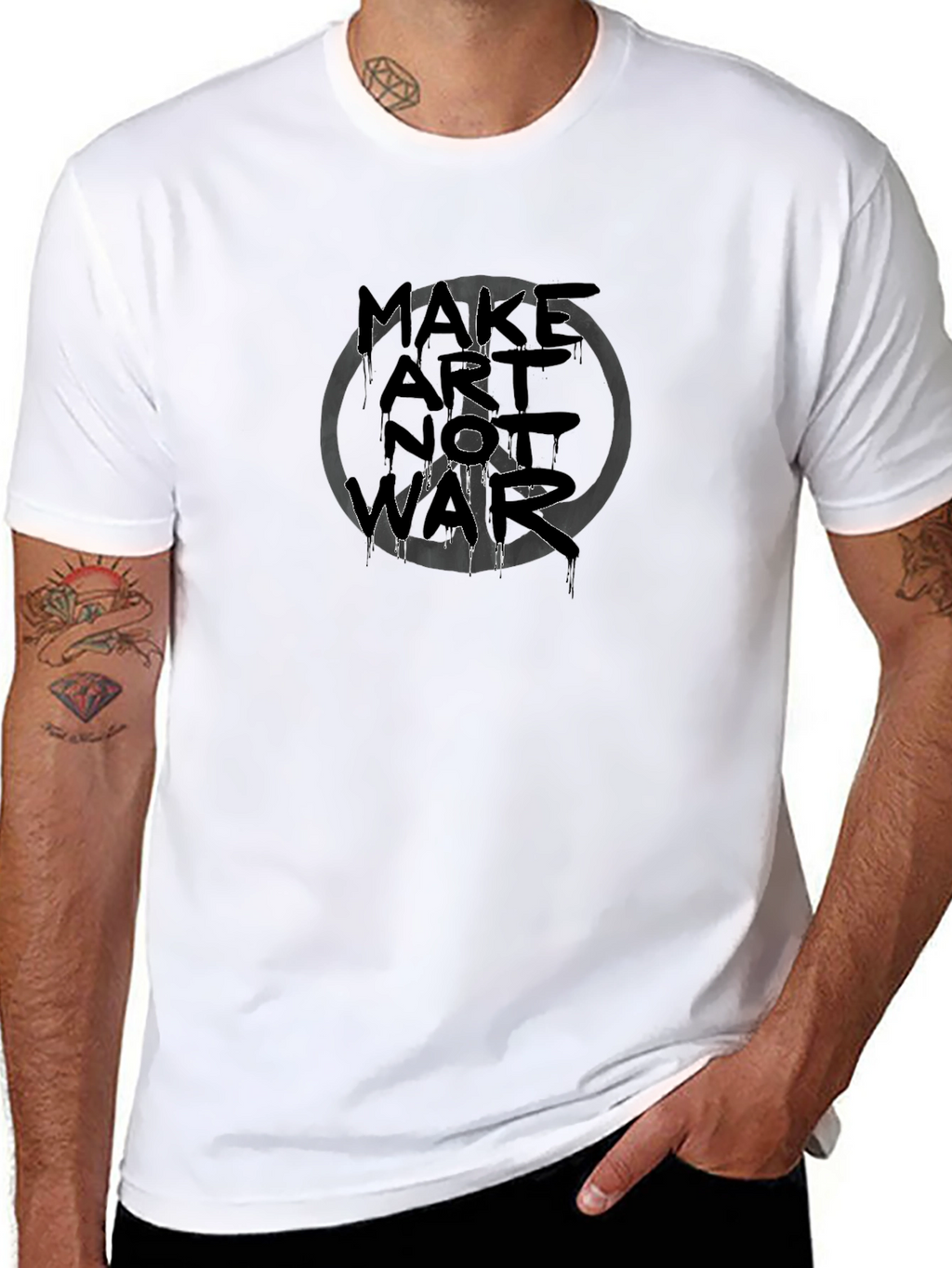 Make Art Not War Graphic T-Shirt - Black