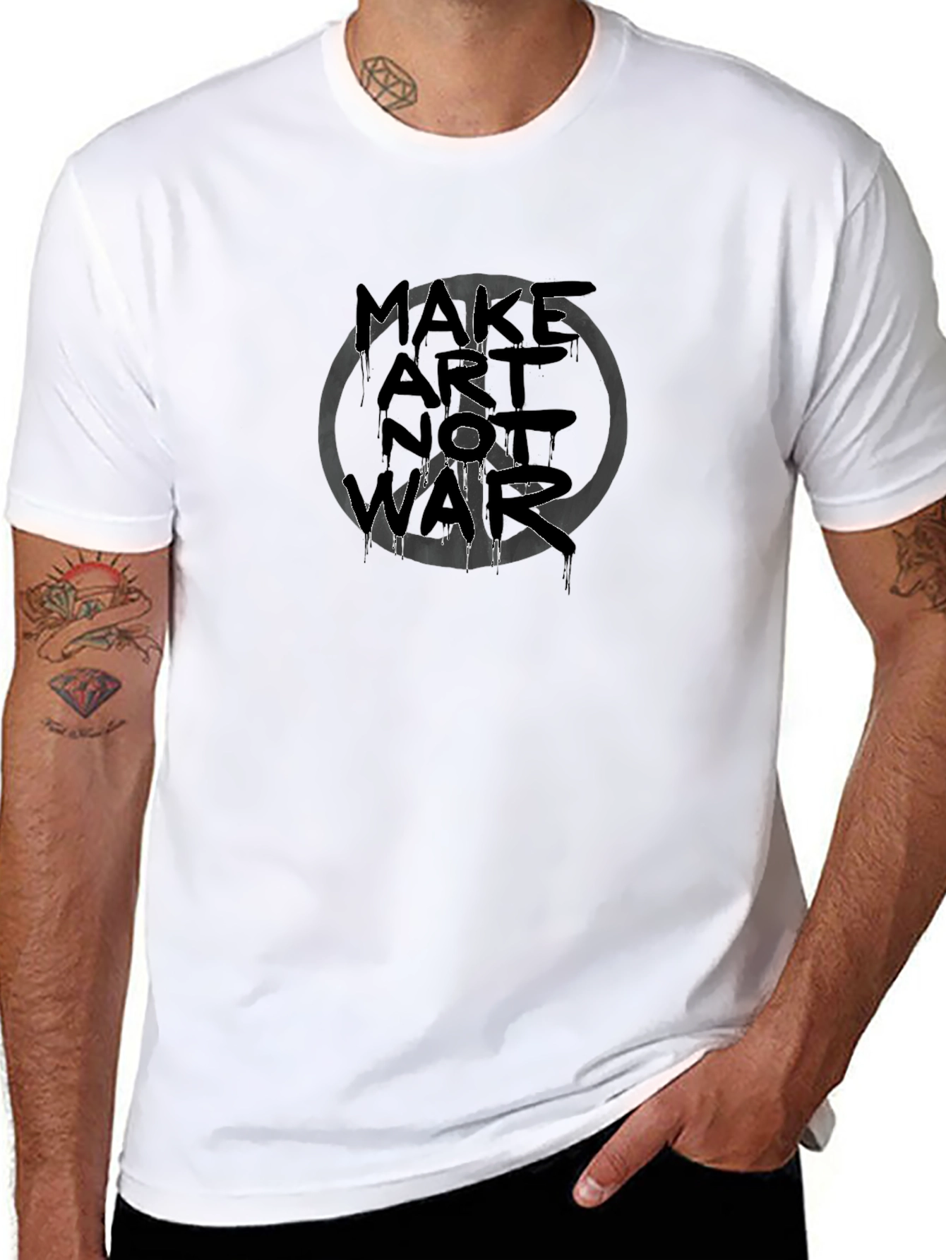Make Art Not War Graphic T-Shirt - Black