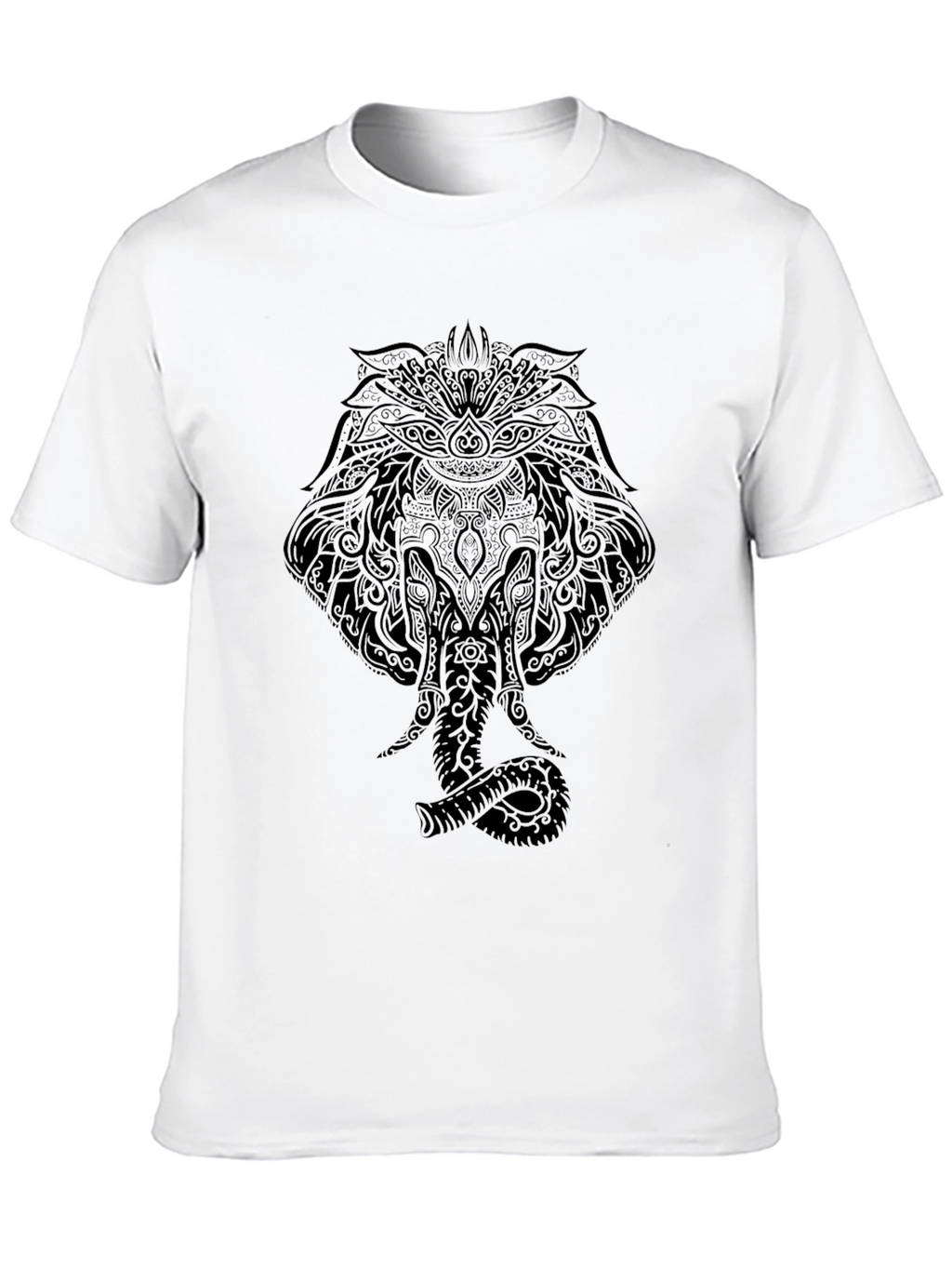 Mens Black Elephant Mandala Graphic Tee