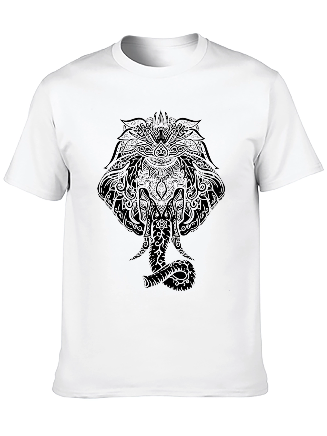 Mens Black Elephant Mandala Graphic Tee