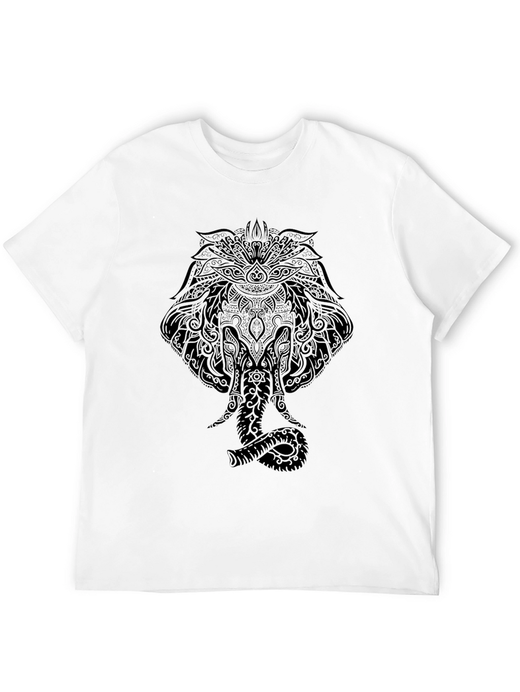 Mens Black Elephant Mandala Graphic Tee