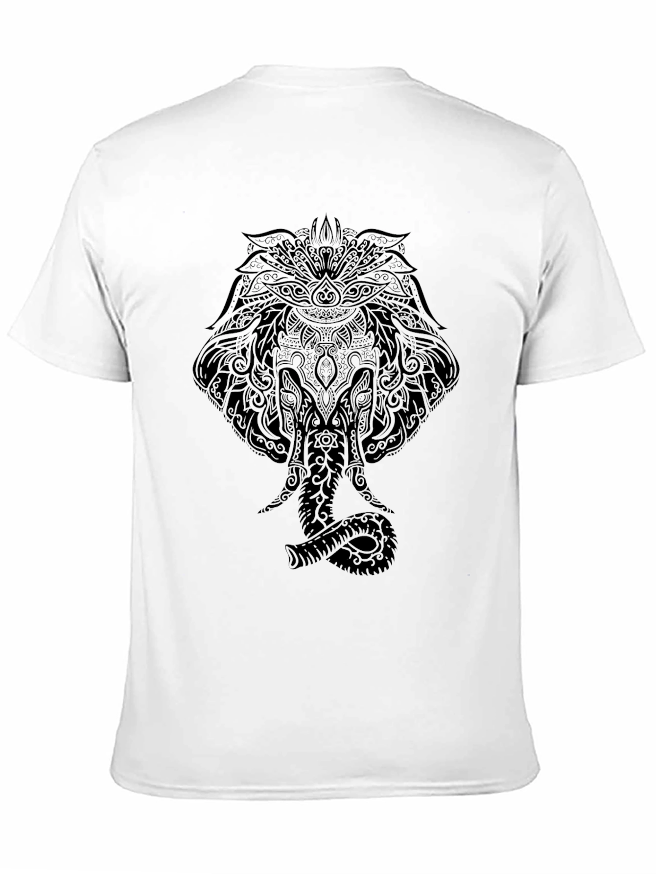 Mens Black Elephant Mandala Graphic Tee