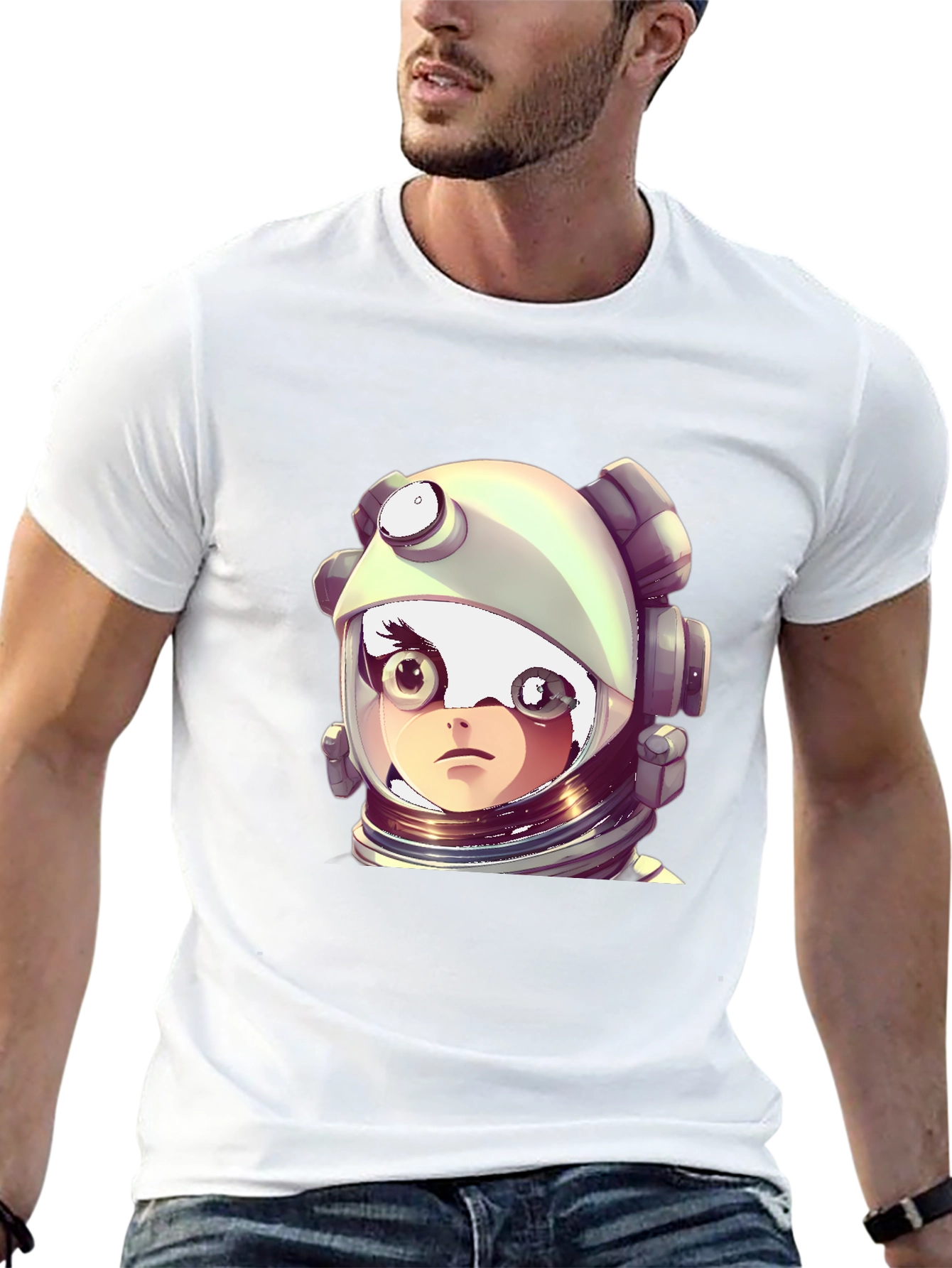 Astronaut Girl Graphic Black T-Shirt