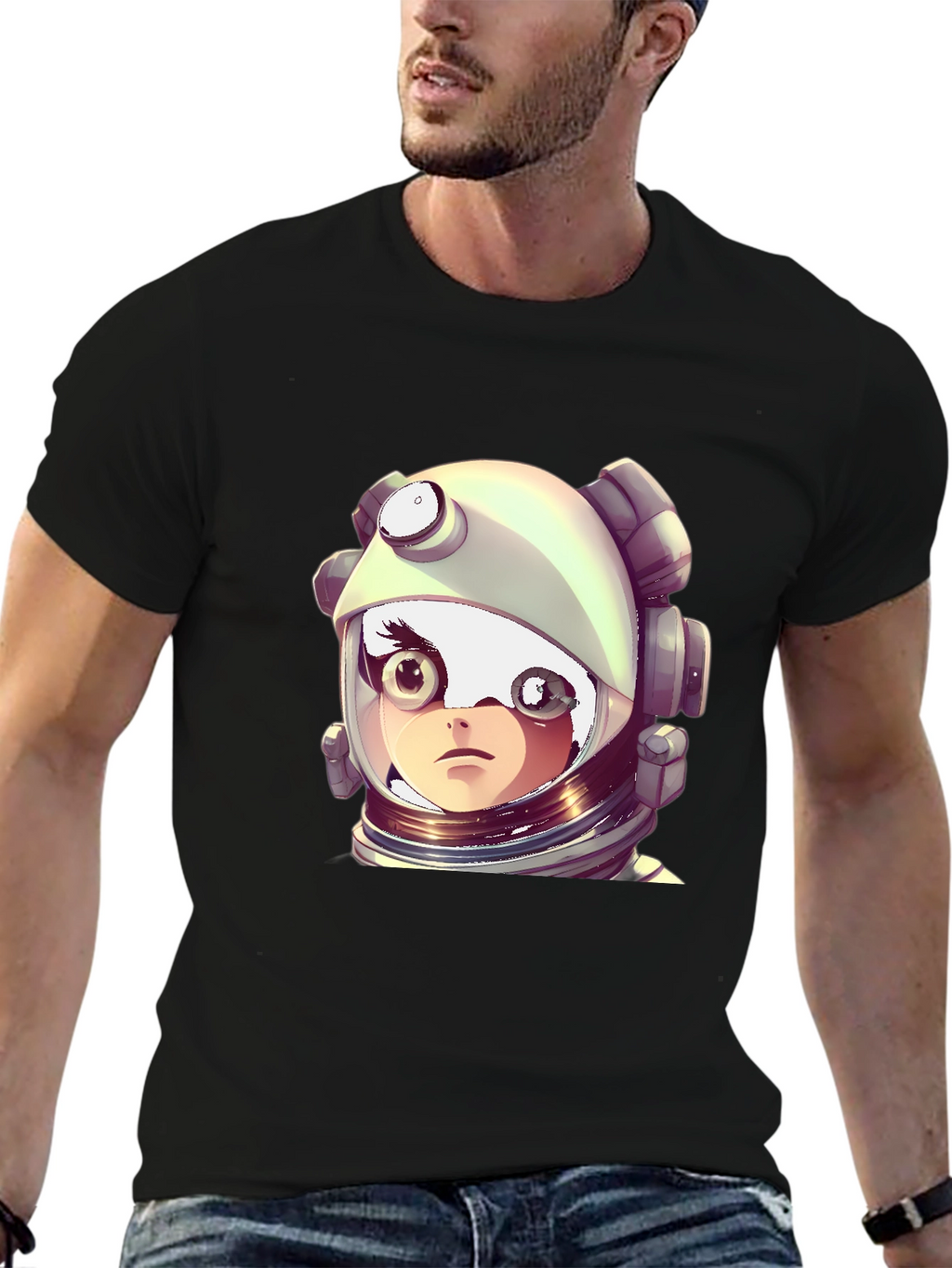 Astronaut Girl Graphic Black T-Shirt