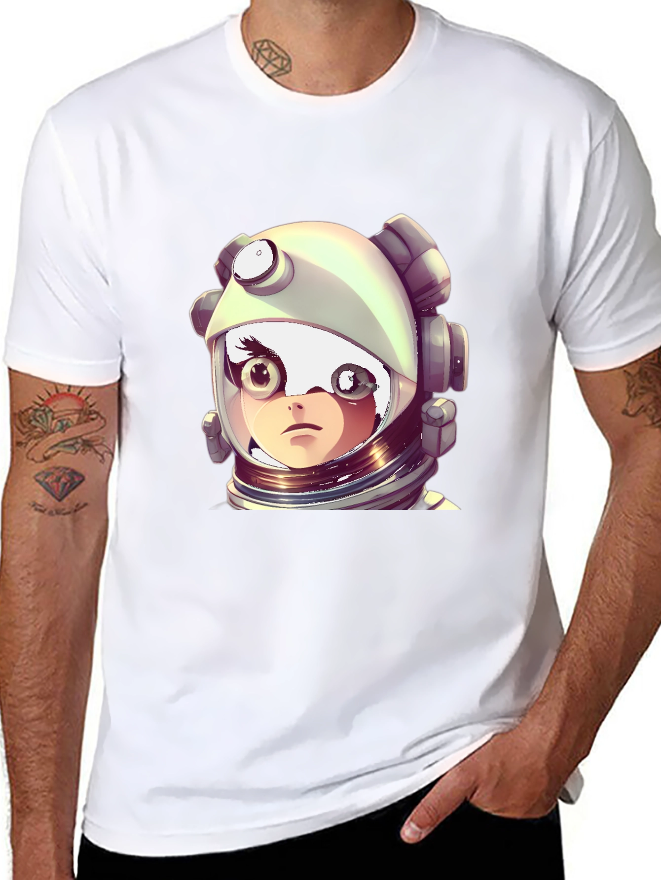 Astronaut Girl Graphic Black T-Shirt