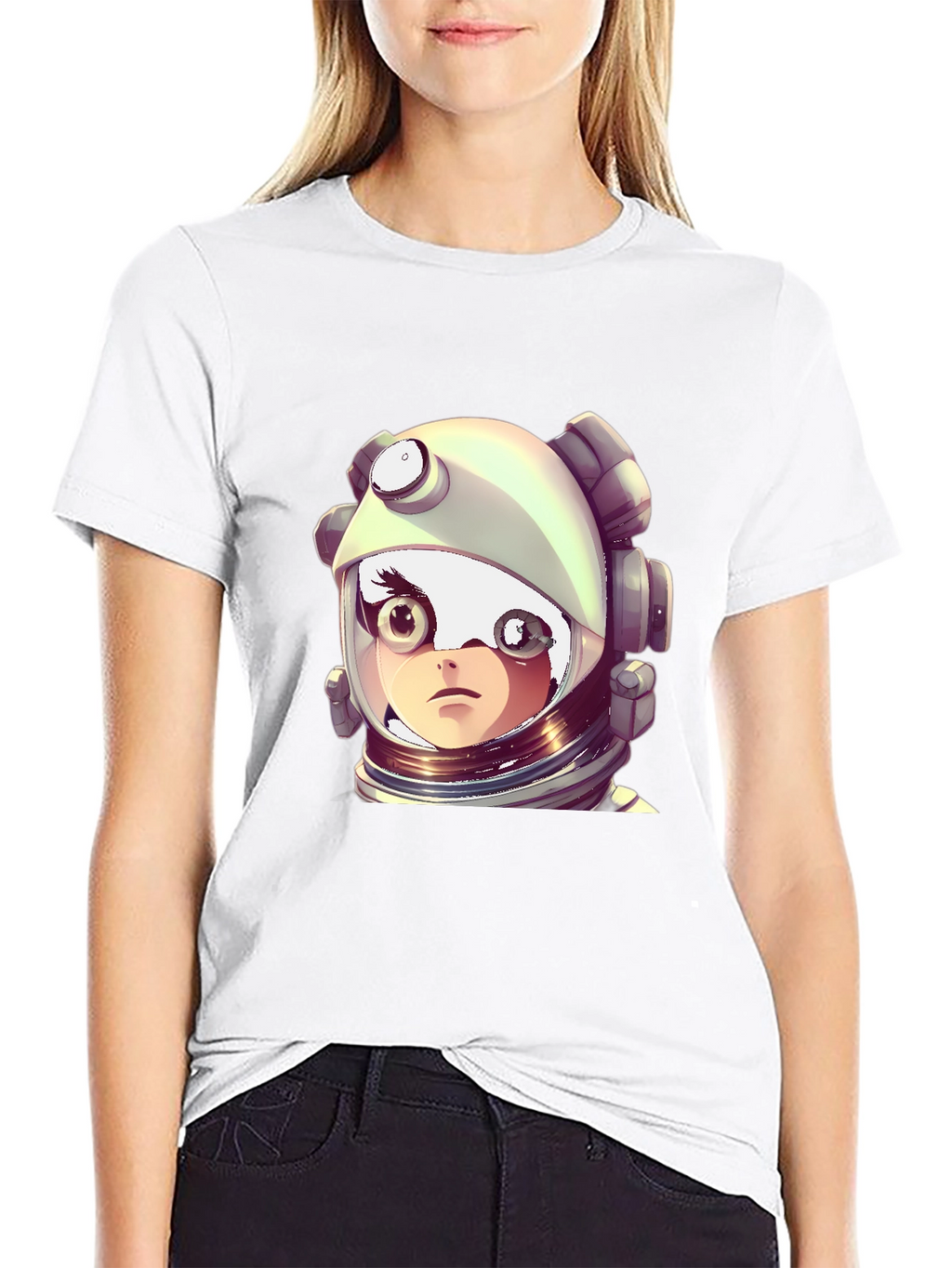 Astronaut Girl Graphic Black T-Shirt