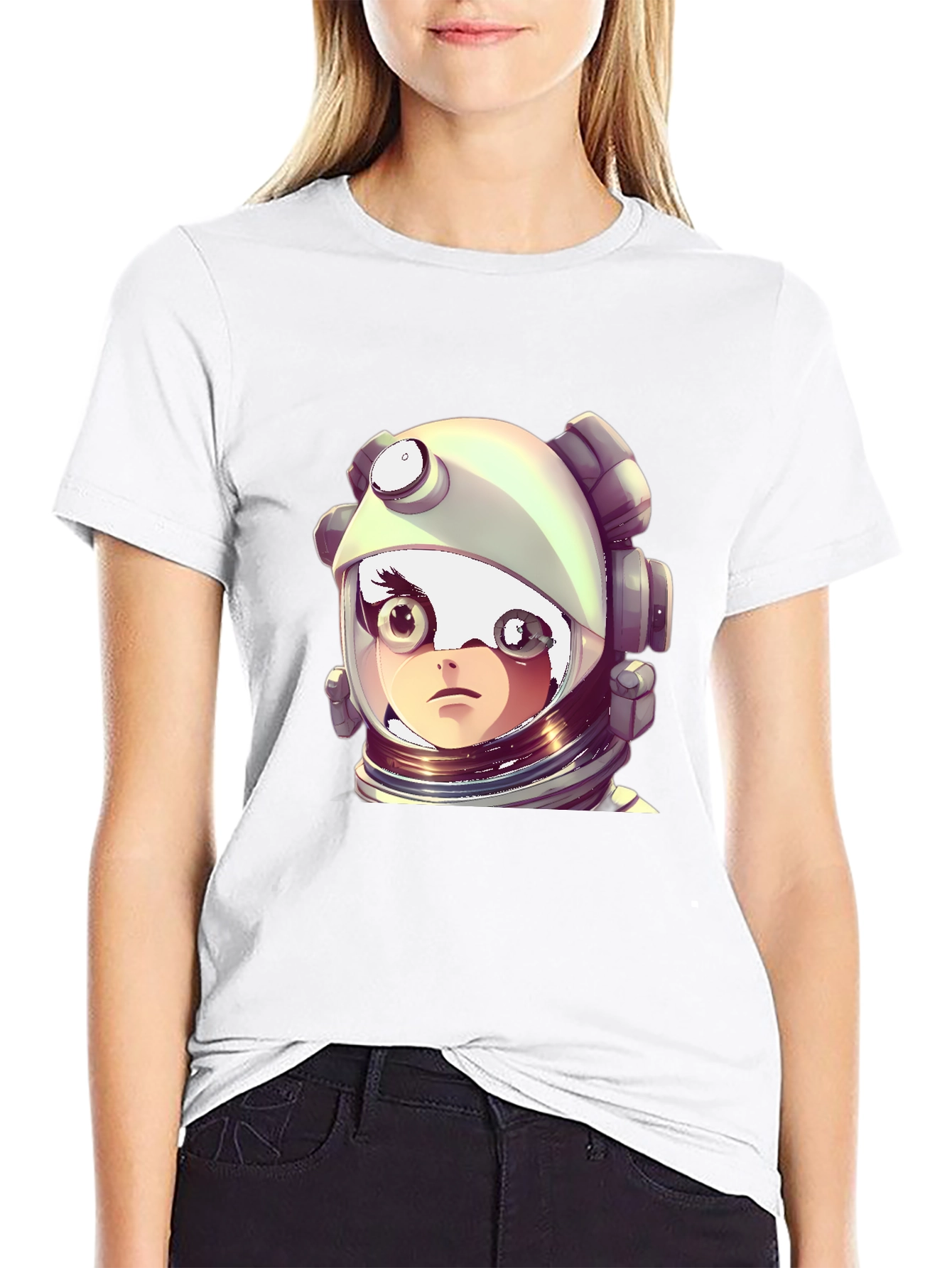 Astronaut Girl Graphic Black T-Shirt