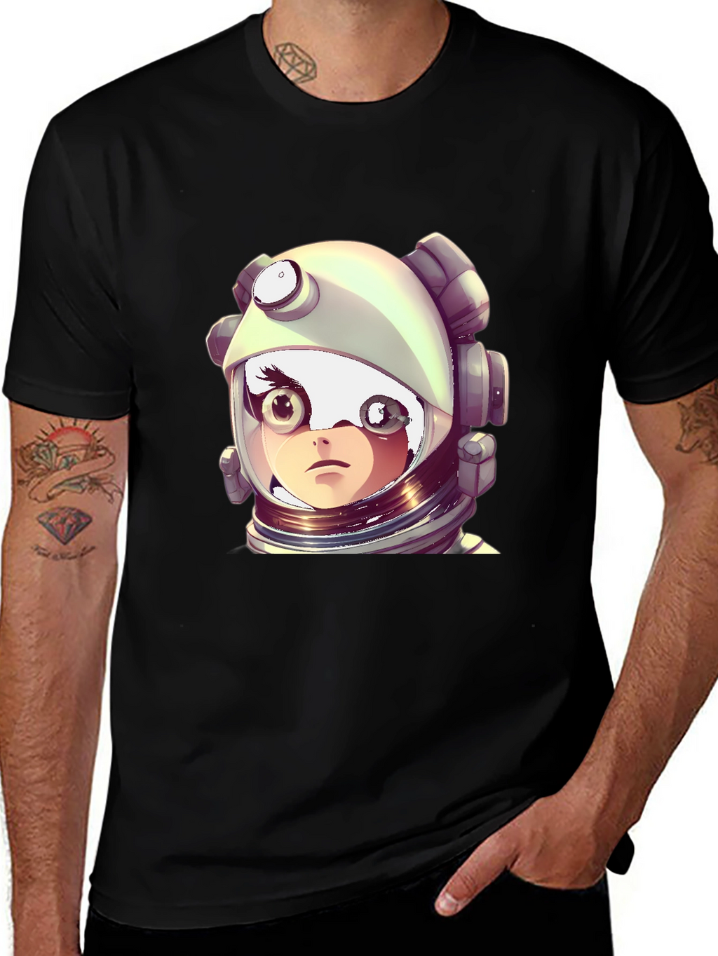Astronaut Girl Graphic Black T-Shirt