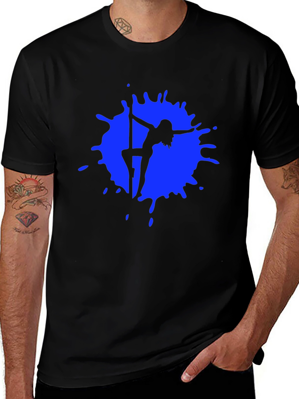 Pole Dancer Silhouette Graphic Black T-Shirt